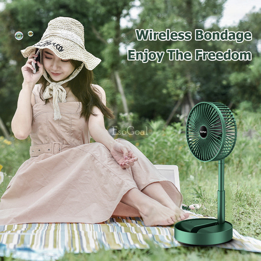 Electric Fan Mini Foldable Telescopic Fan Low Noise Portable Folding Telescopic Small Desktop Fan High Battery Life USB Rechargeable Floor Fan For Student Dormitory Home Outdoor Camping Office