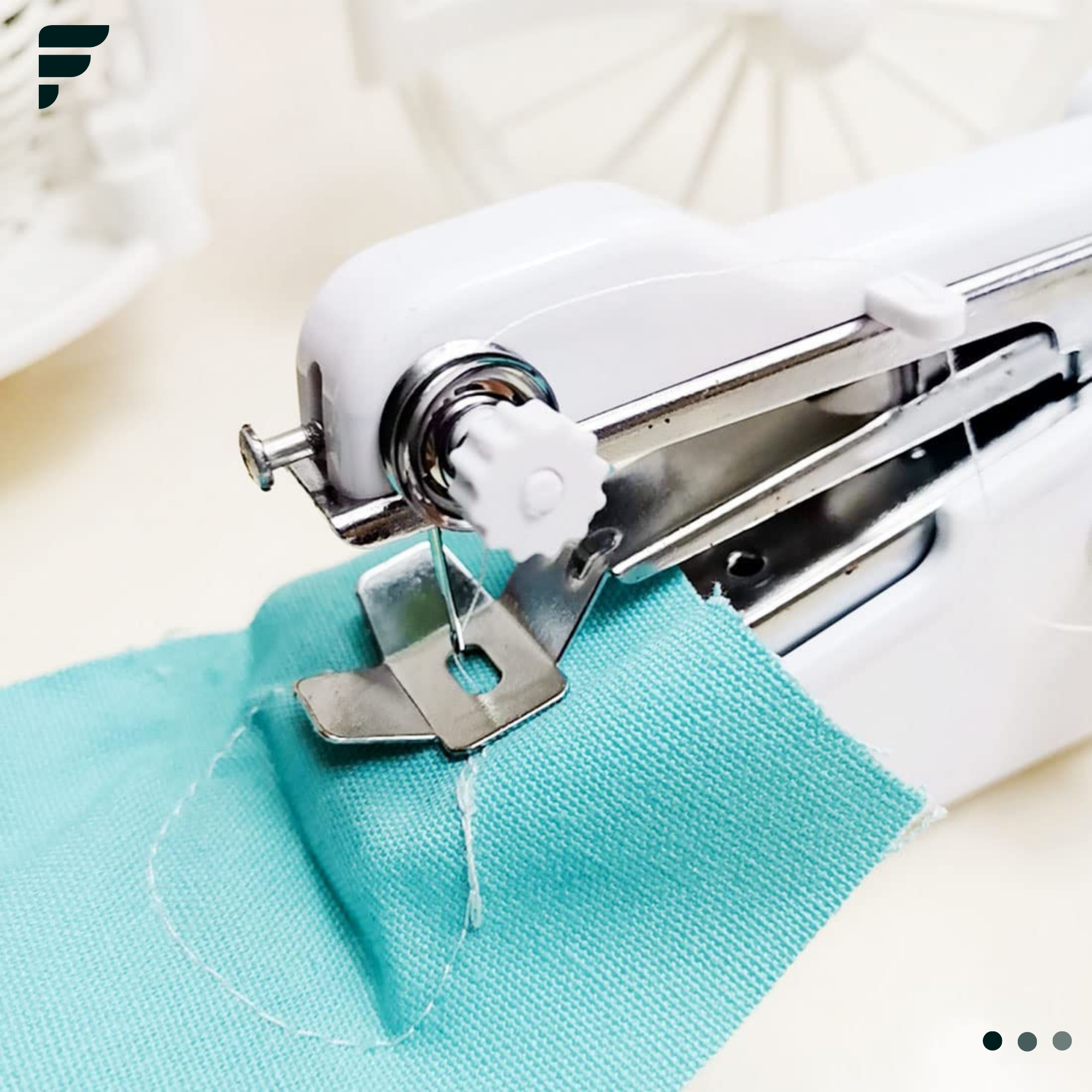 Mini Portable Handy Sewing Machine - Handheld Electric Stitch Household Tool for Kids Clothing, Fabric, Home & Travel Use | White Color - Battery-Powered (4 AA Batteries Not Included) - Adult Easy Hand Sewing Needlework Fabrics & Clothes - Handy Stapler