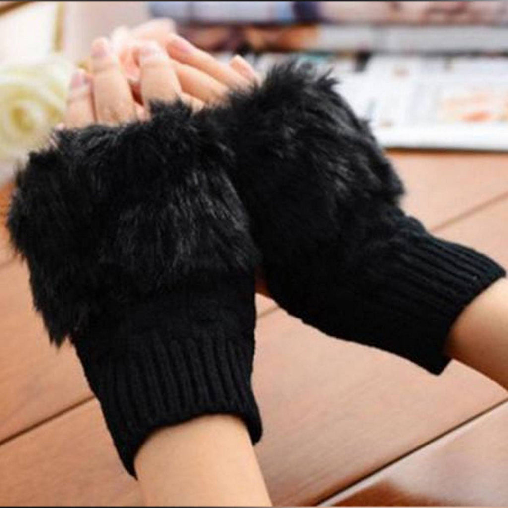 women Gloves stylish Hand Winter warm Half Finger mitten Ladies woolen Gloves