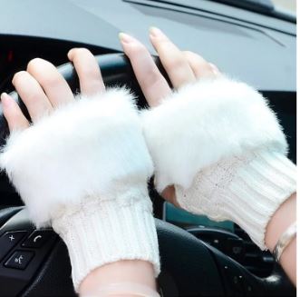 women Gloves stylish Hand Winter warm Half Finger mitten Ladies woolen Gloves