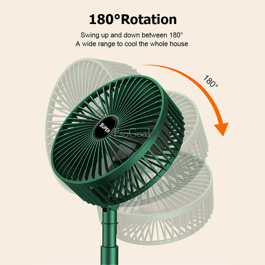 Electric Fan Mini Foldable Telescopic Fan Low Noise Portable Folding Telescopic Small Desktop Fan High Battery Life USB Rechargeable Floor Fan For Student Dormitory Home Outdoor Camping Office
