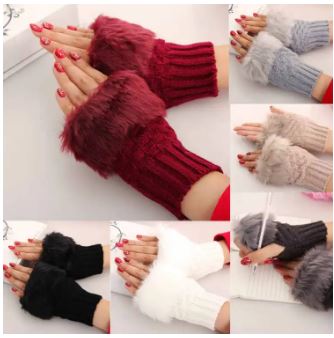 women Gloves stylish Hand Winter warm Half Finger mitten Ladies woolen Gloves