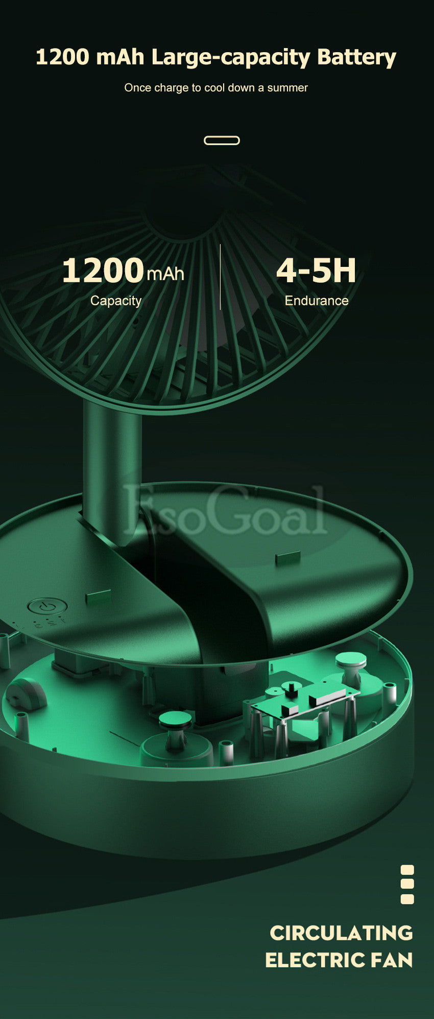 Electric Fan Mini Foldable Telescopic Fan Low Noise Portable Folding Telescopic Small Desktop Fan High Battery Life USB Rechargeable Floor Fan For Student Dormitory Home Outdoor Camping Office