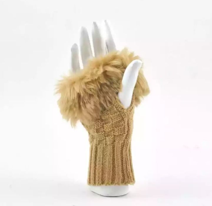 women Gloves stylish Hand Winter warm Half Finger mitten Ladies woolen Gloves