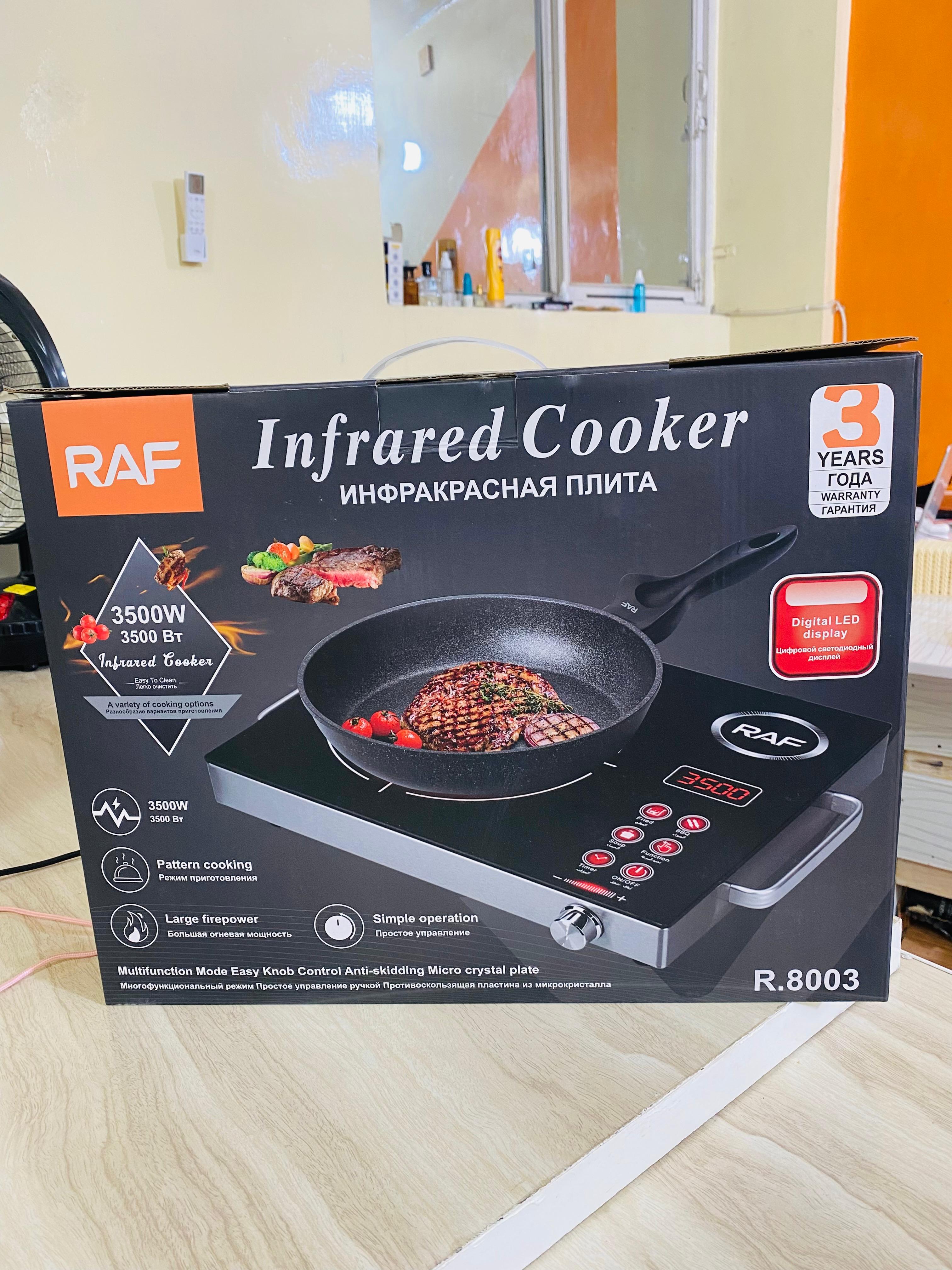 RAF Infrared Cooker - 3500 Watts - 3 plus switch - integrated Fuse - Full plate