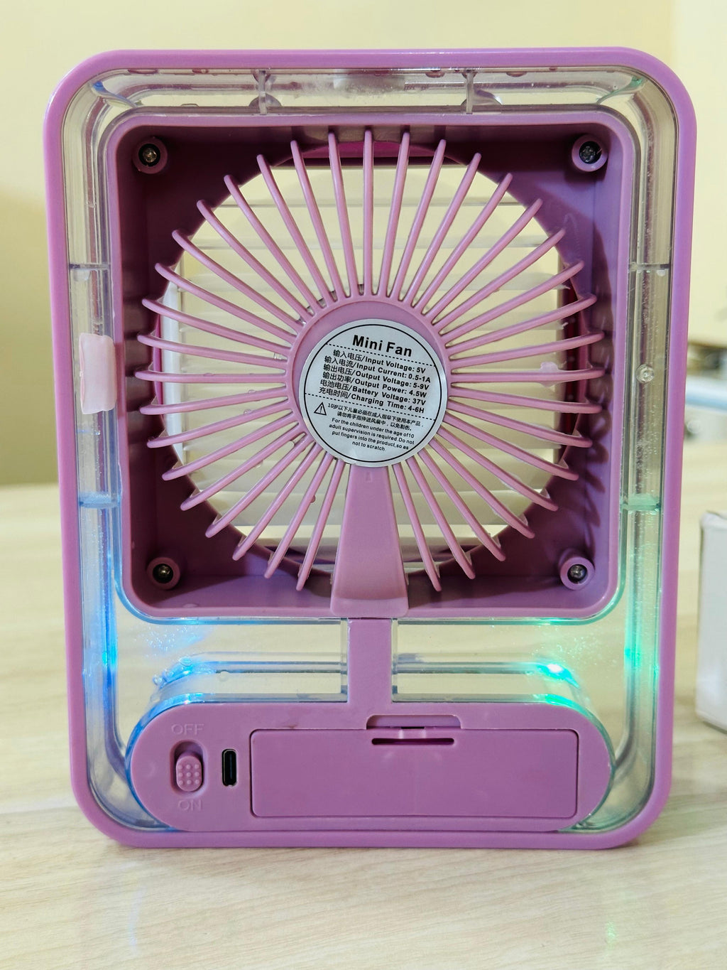 Mini Rechargeable Air Cooler with water tank and lights