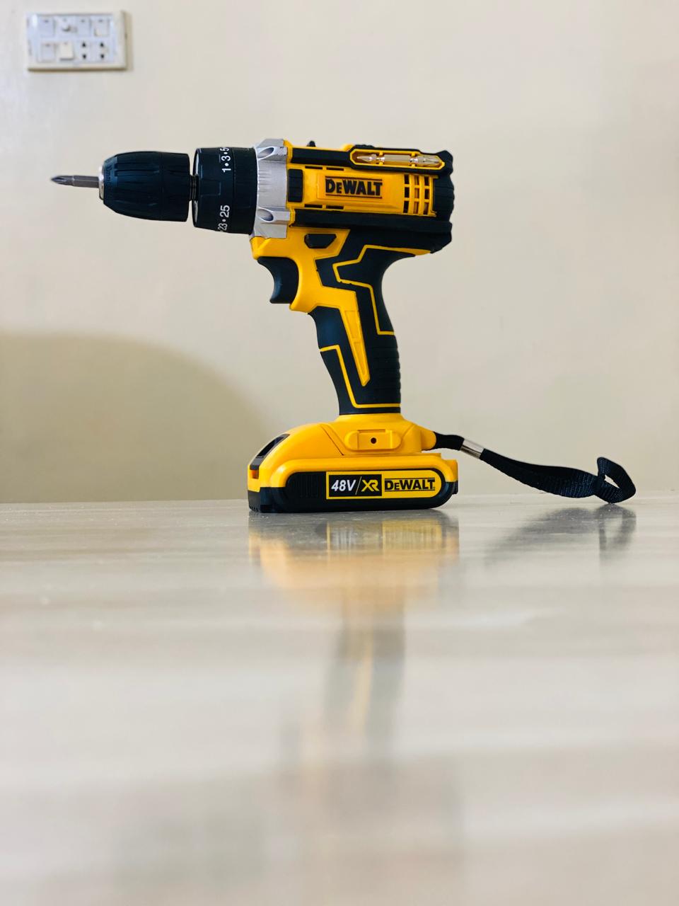 Dewalt 48V Cordless Drill with Hammer 3 function Drill with double lithium battries
