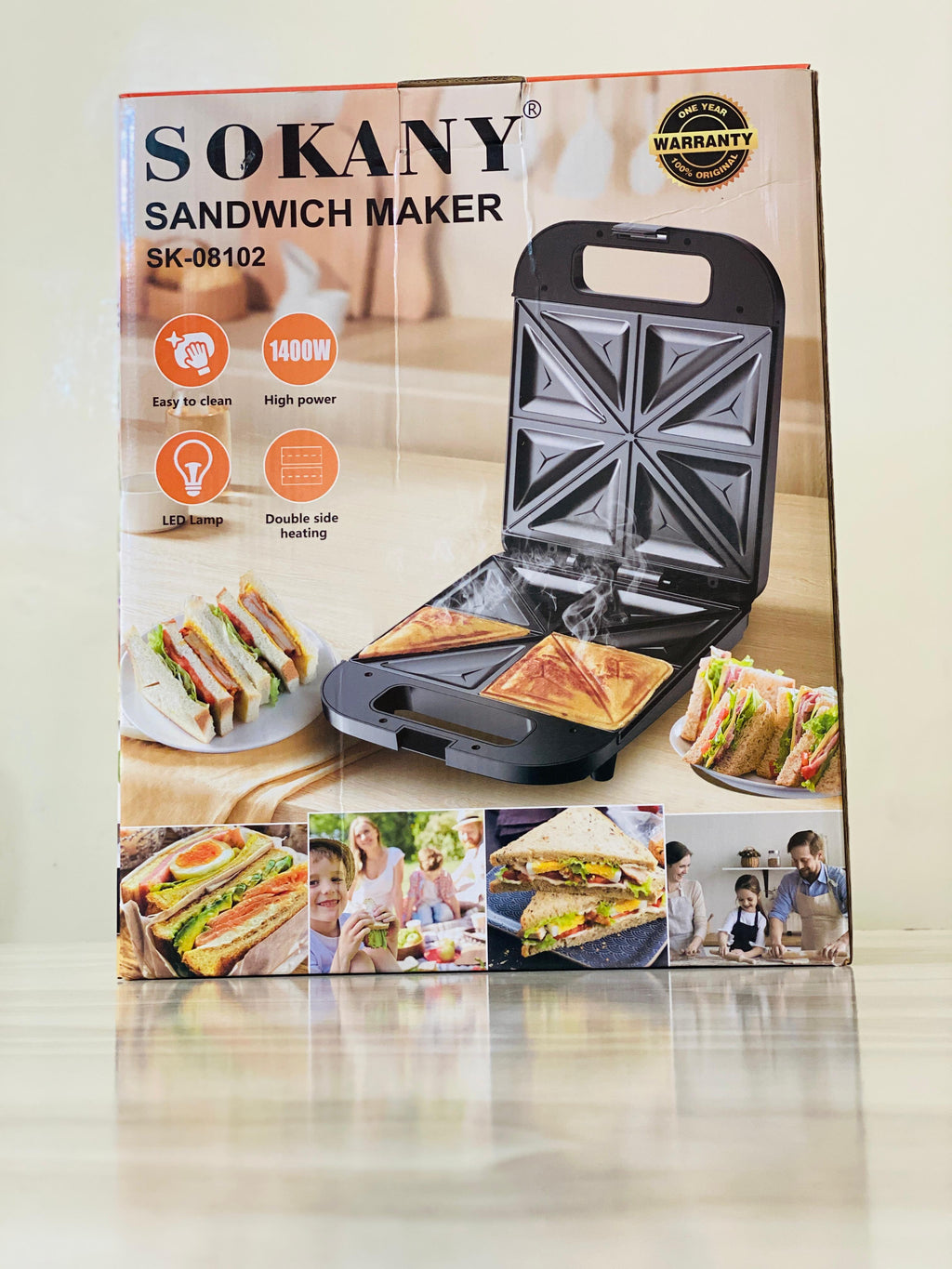 SOKANY SK-08102 Sandich Maker With Non-Stick Coated Heating