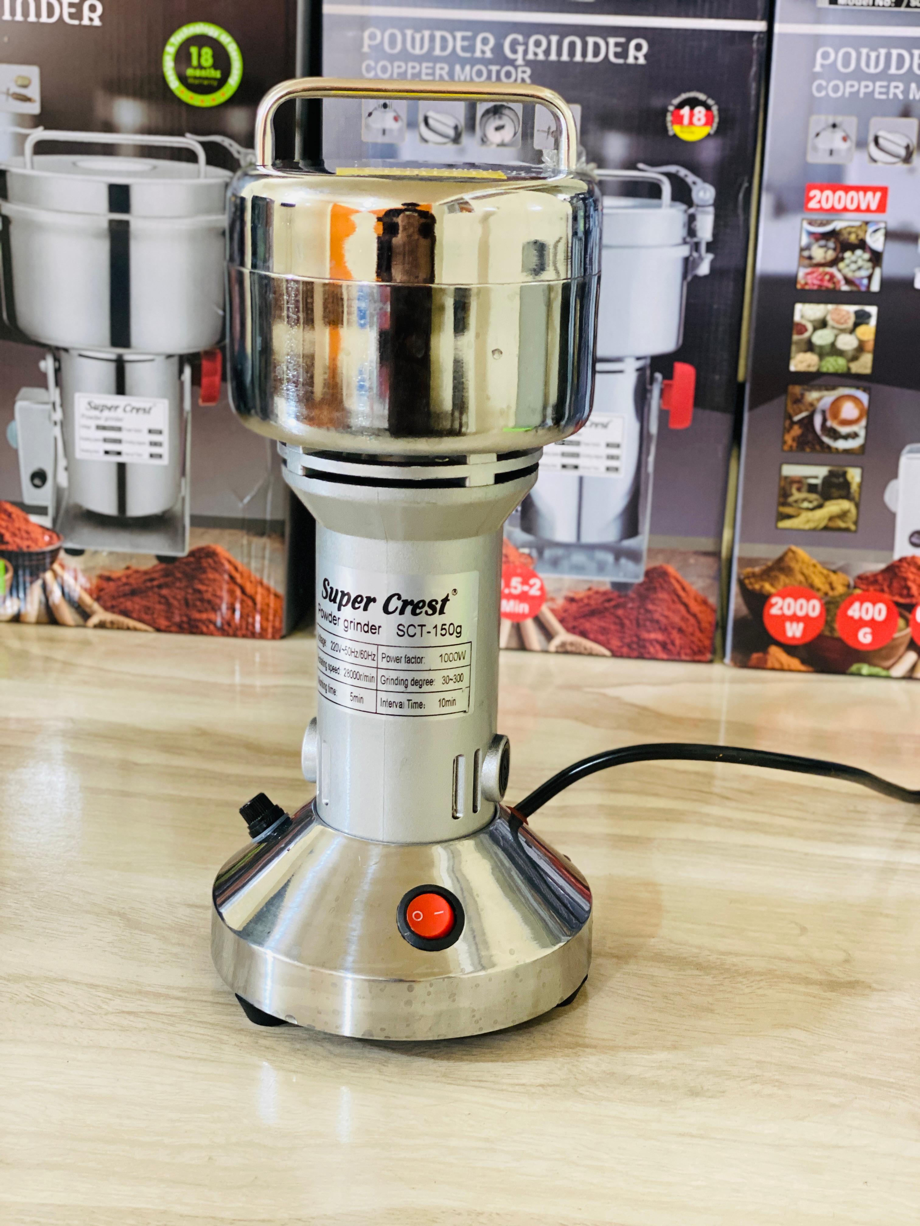 Super Crest , Heavy Grinder Chopper for Cereal , Grain , Coffee , Beans , Spices , Electric Grinder and Masala grinder machine , 150 gram , 100% Cooper Motor , Imported Grinder