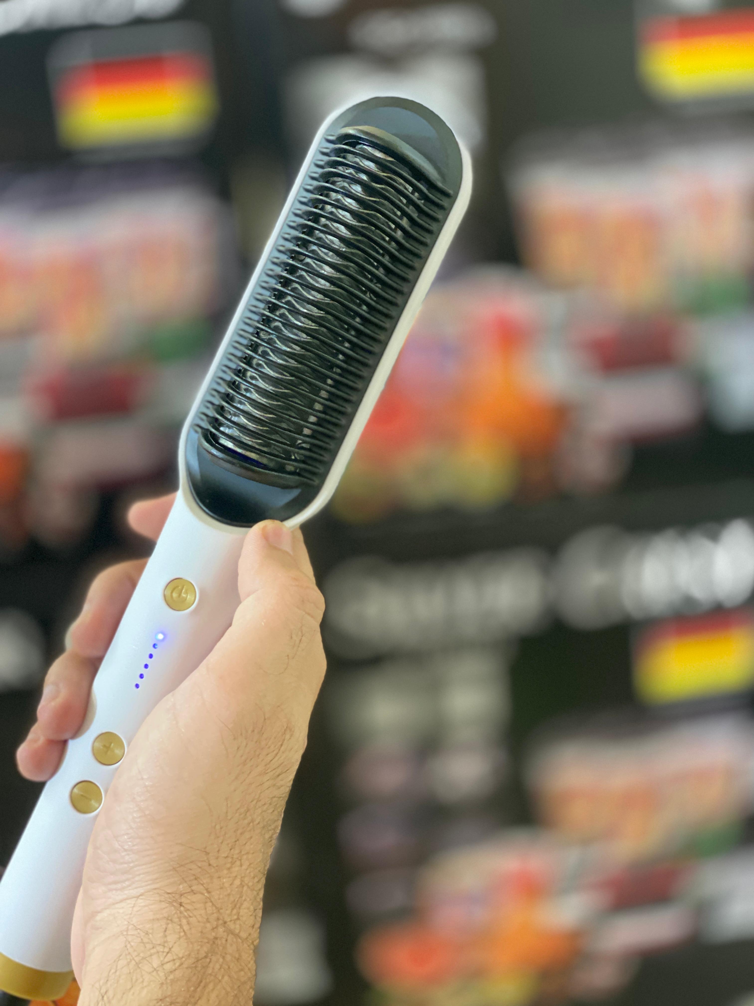 Professional Hair Straightener Brush Comb Fast Heating Anti-Scald Dual Voltage Straight Hair Brush Hot Comb Straight Curly Hair