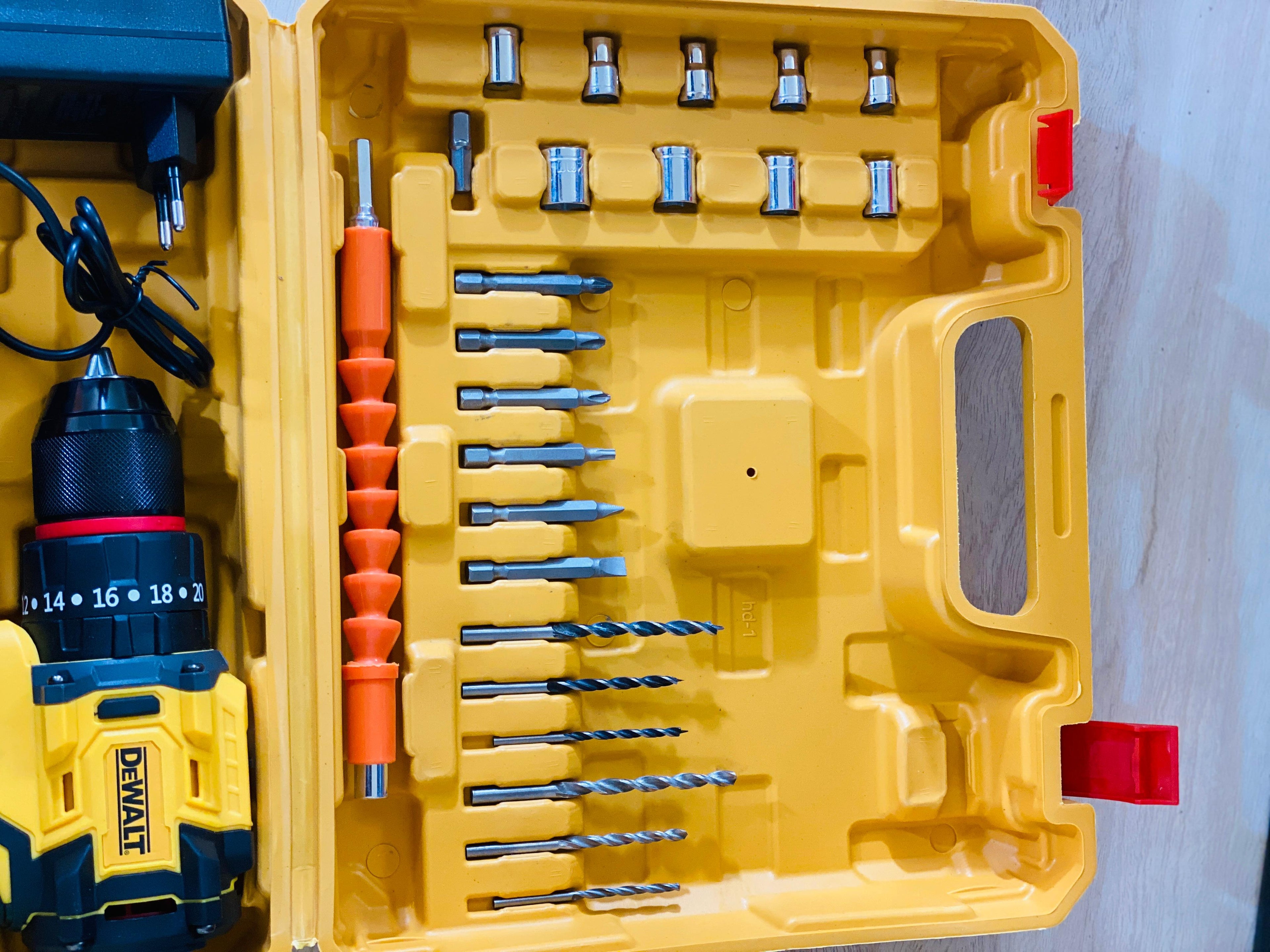 100% Original BRUSHLESS DEWALT 36V XR Drill Machine – Dual Battery & Full Toolkit