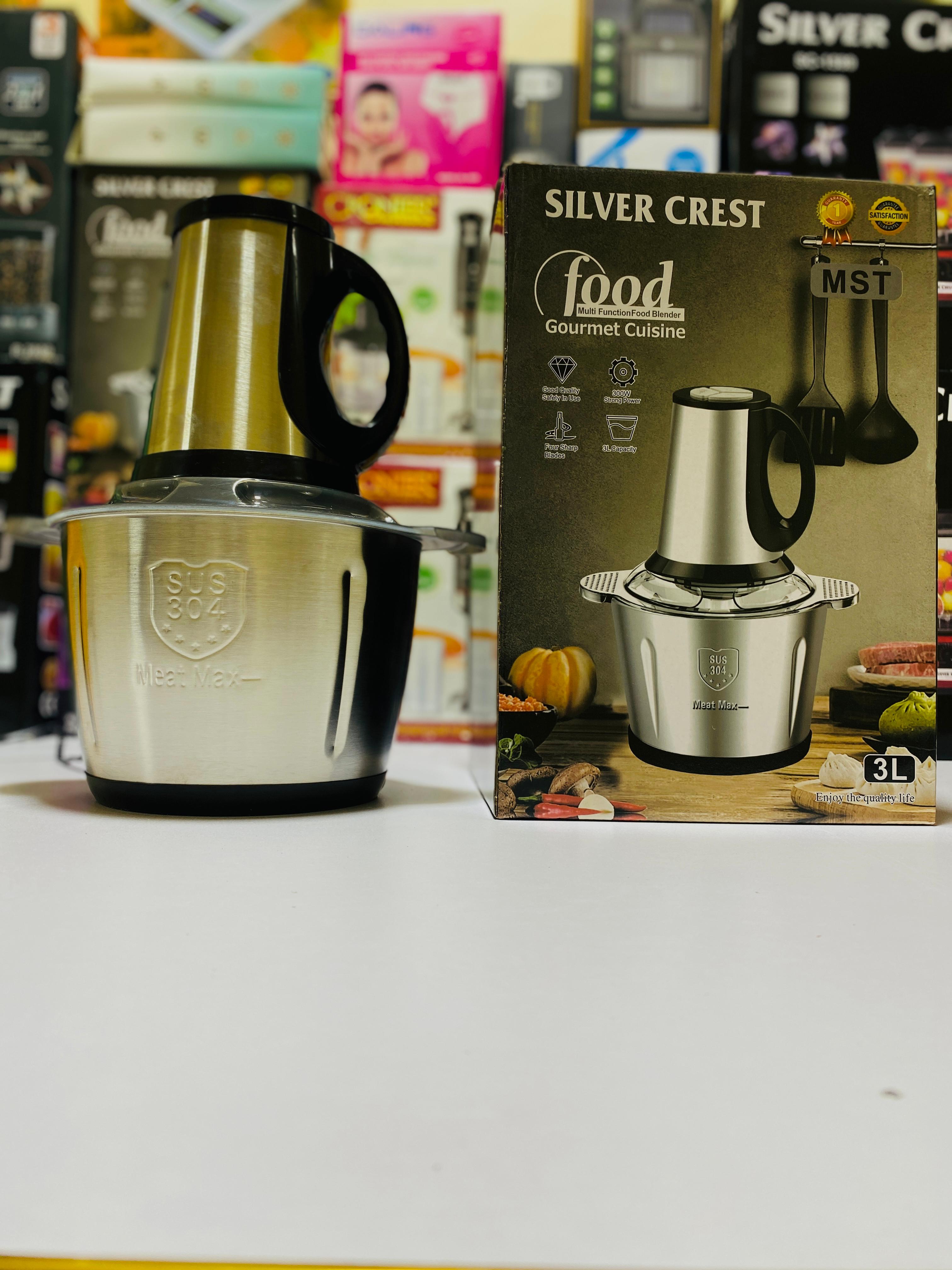 Silver Crest 3L Electric Food Chopper – SUS 304 Stainless Steel | Powerful Multi-Purpose Meat & Vegetable Grinder