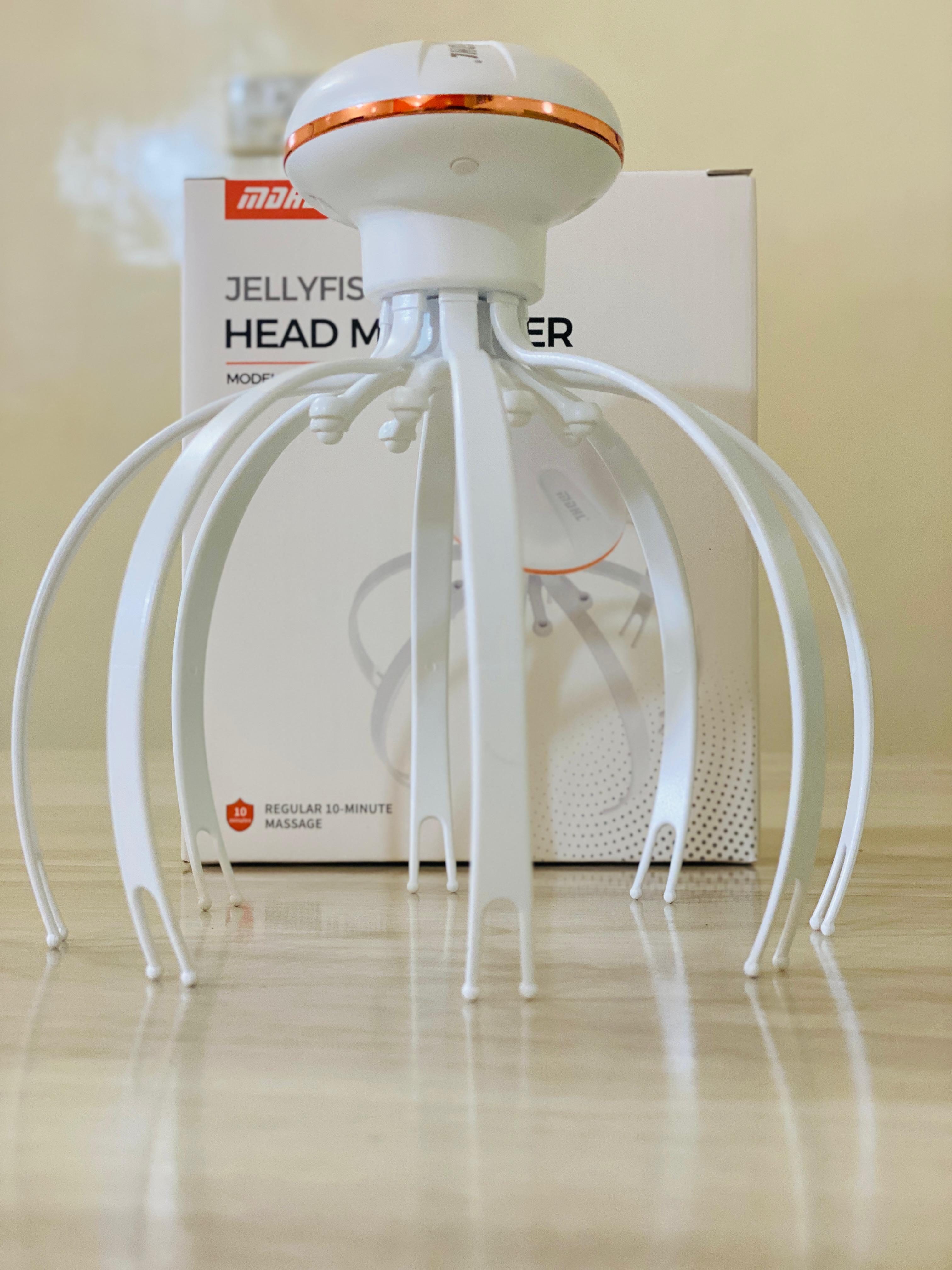 Electric Head Massager Rechargeable Jelly Fish Design 8 Nodes Scalp Massager