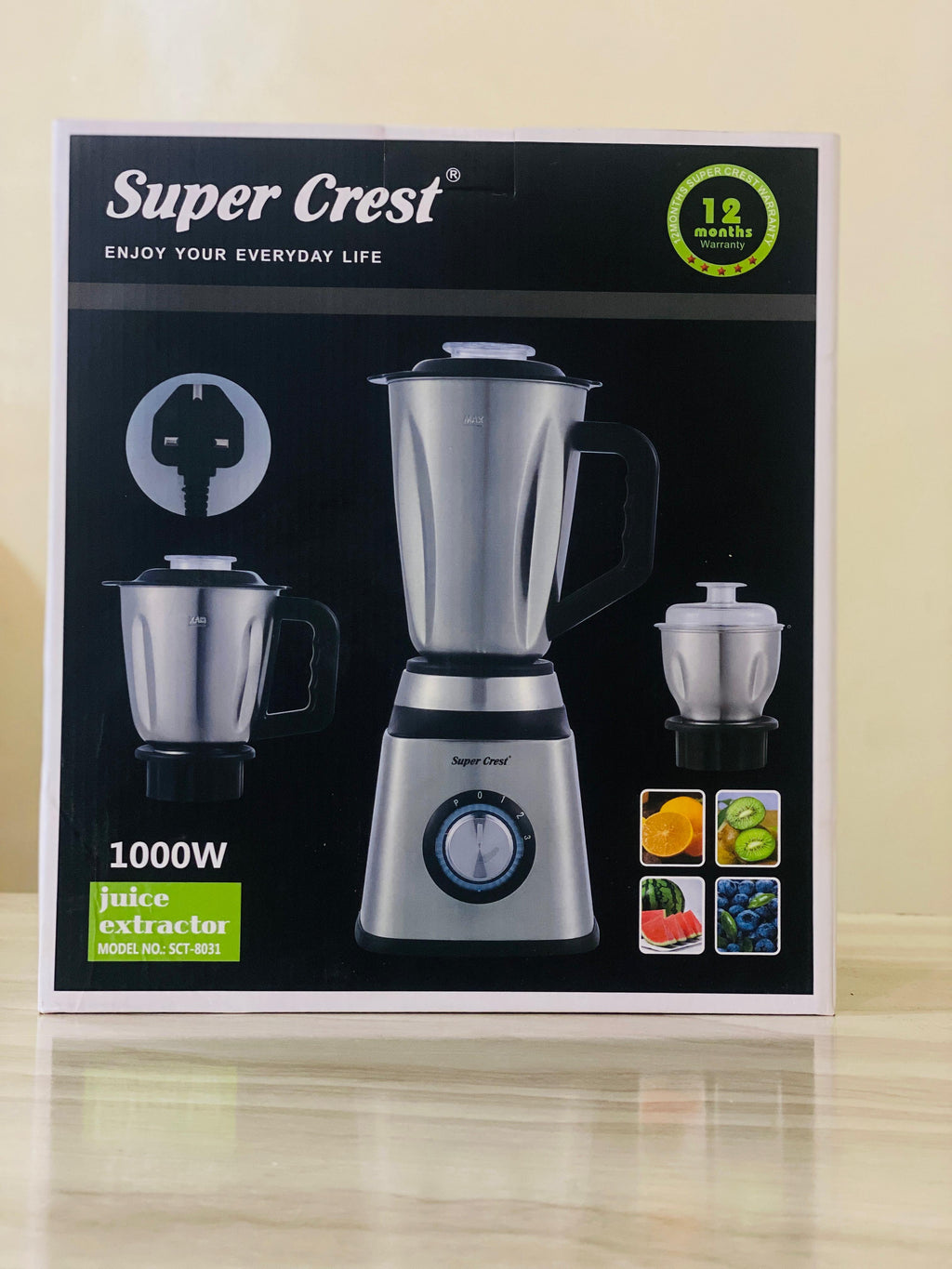 Super Crest Germany Full Steel Body 3-in-1 Electric Juicer, Chopper and Grinder Machine Heavy Duty SCT-8031