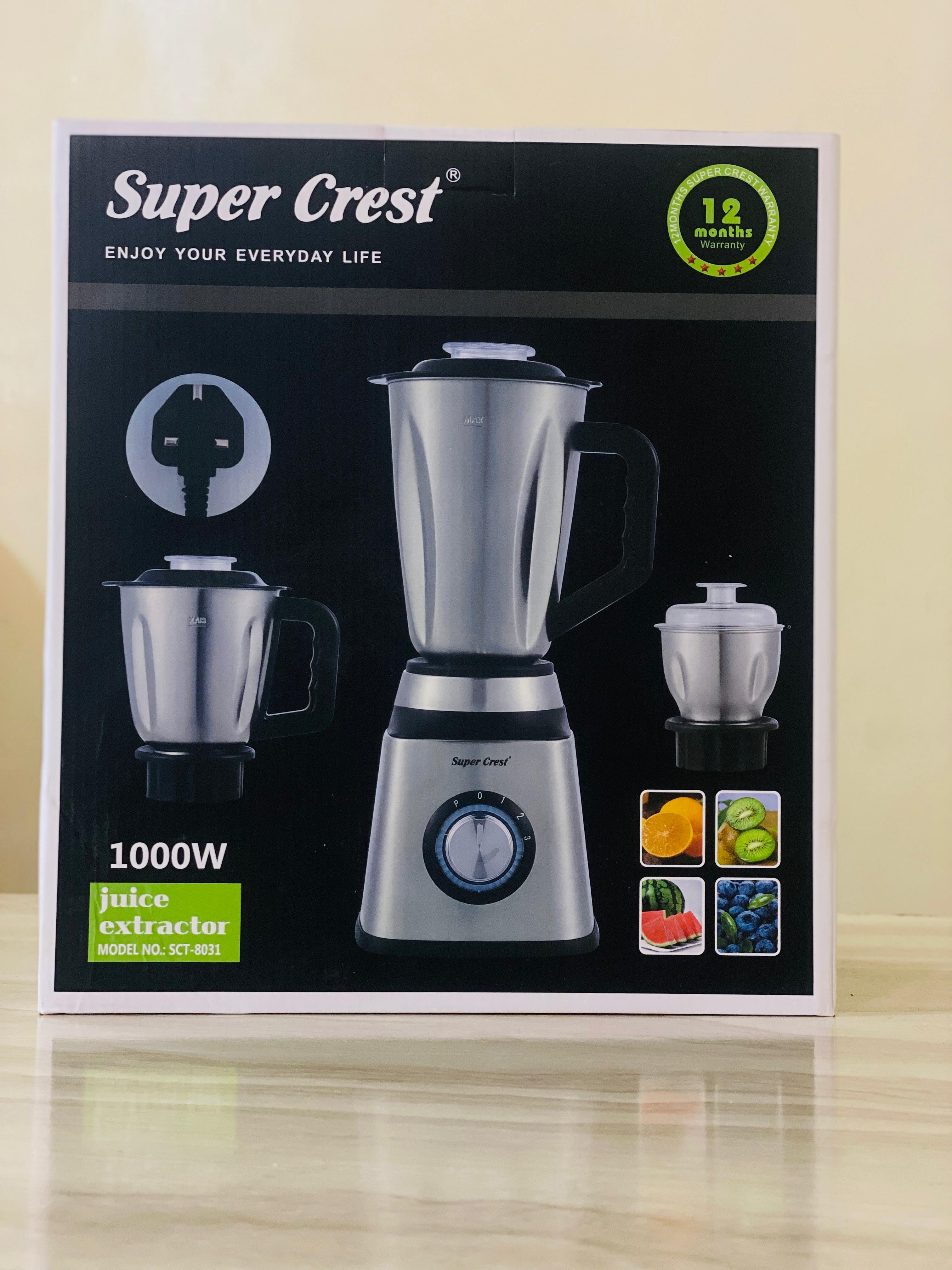 Super Crest Germany Full Steel Body 3-in-1 Electric Juicer, Chopper and Grinder Machine Heavy Duty SCT-8031