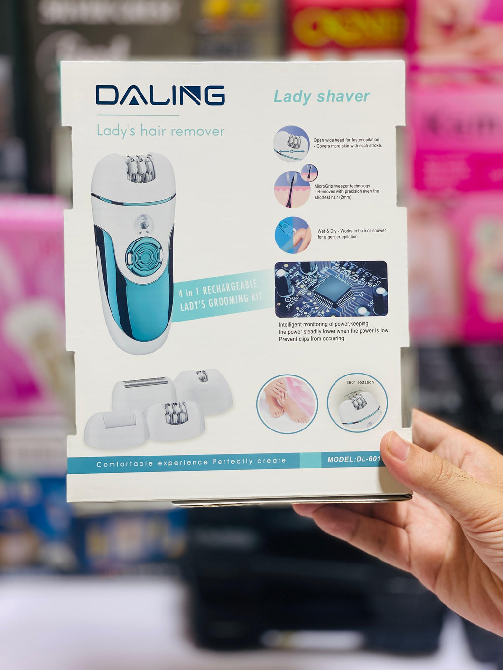 DALING DL-6018 high quality 4 in 1 lady epilator lady shaver and trimmer lady shaver beauty kit