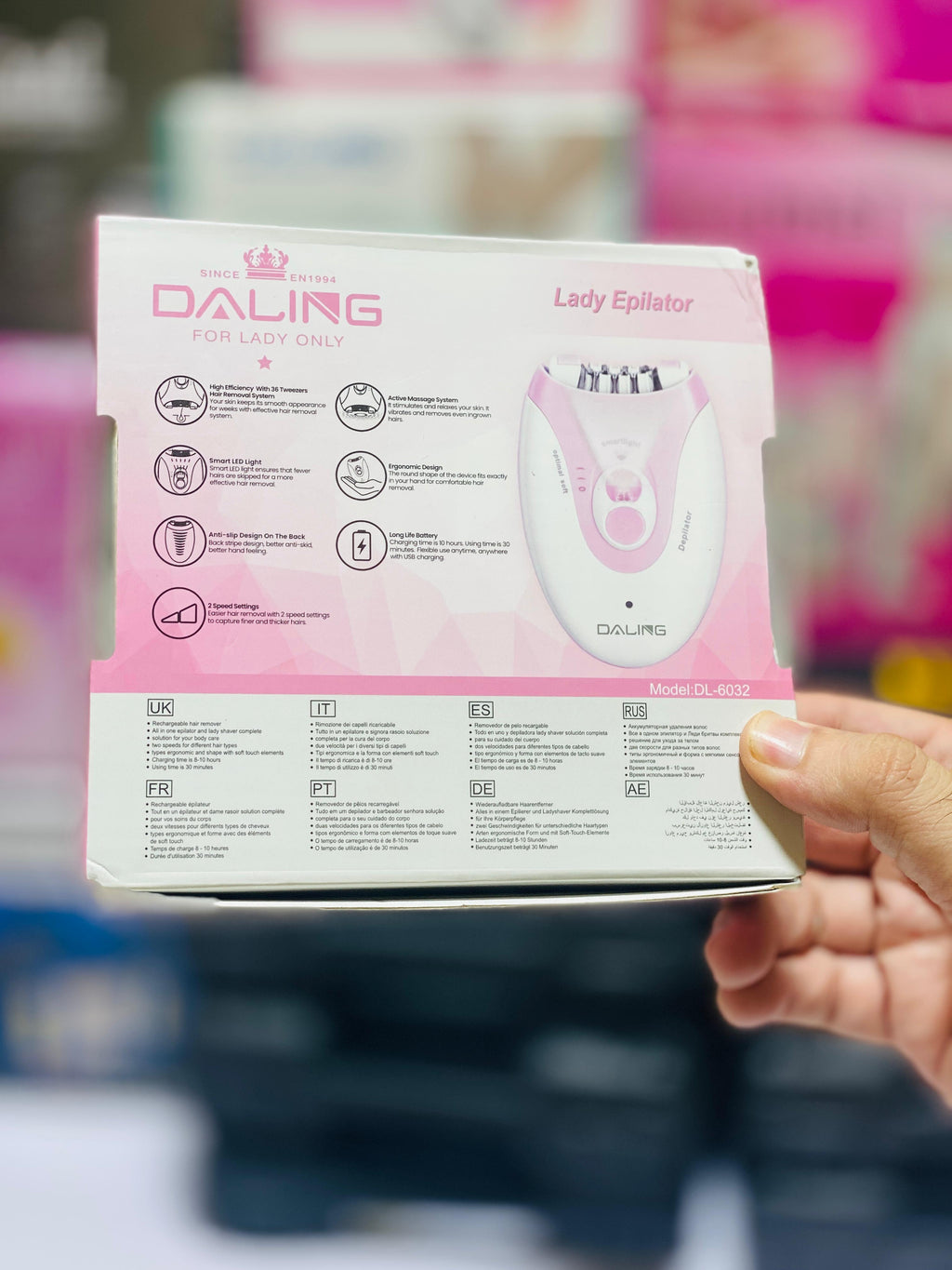 Daling DL-6032 Cordless ladies Epilator with 2SPEEDS Adjustment