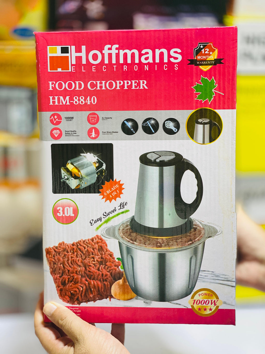 Hoffmans 3 litre Meat Chopper - SUS 304 Graded Steel - 1 year warranty