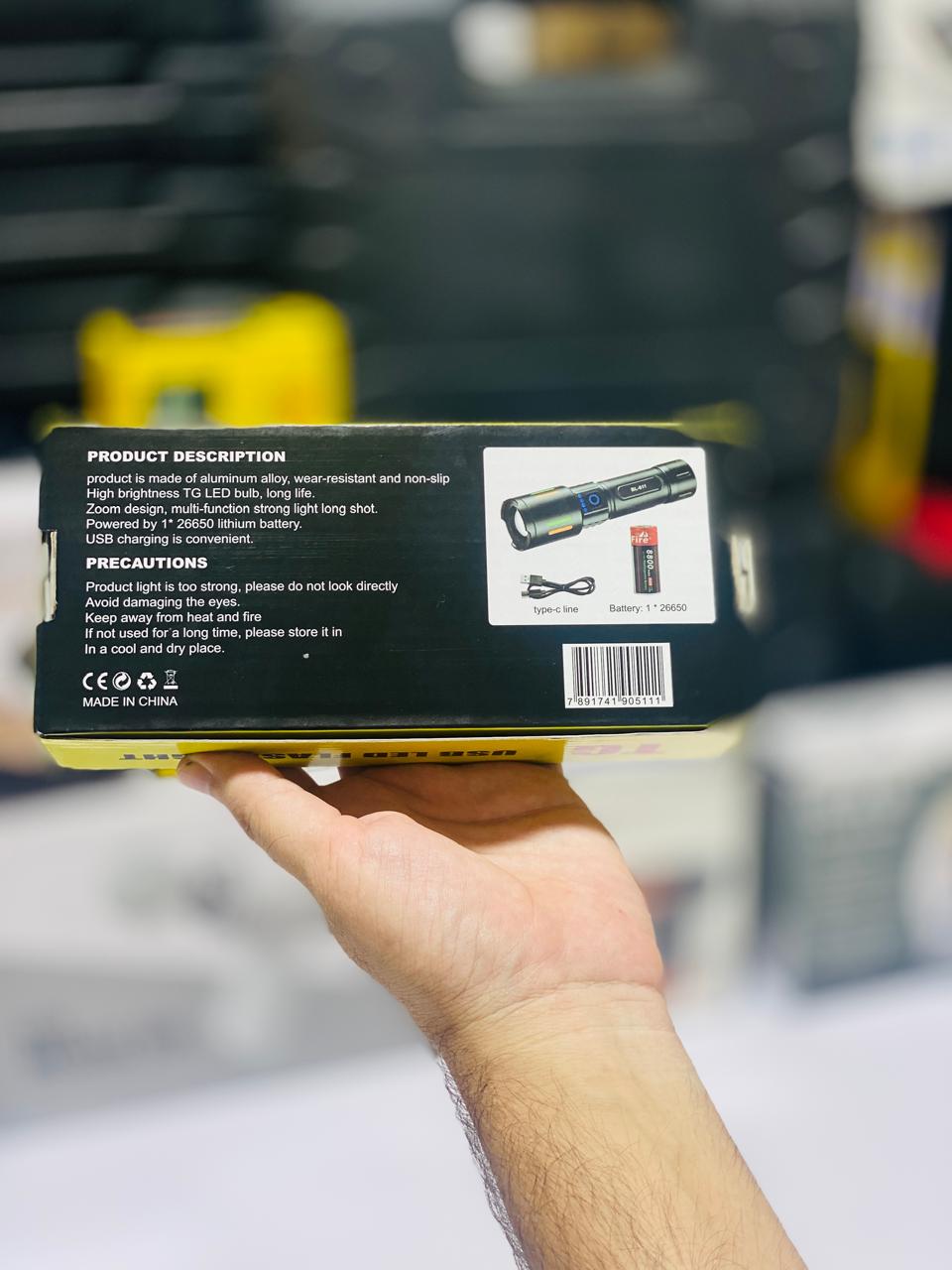 2 KM Range Torch | 8800 MAh Battery | Rechargeable Type C
