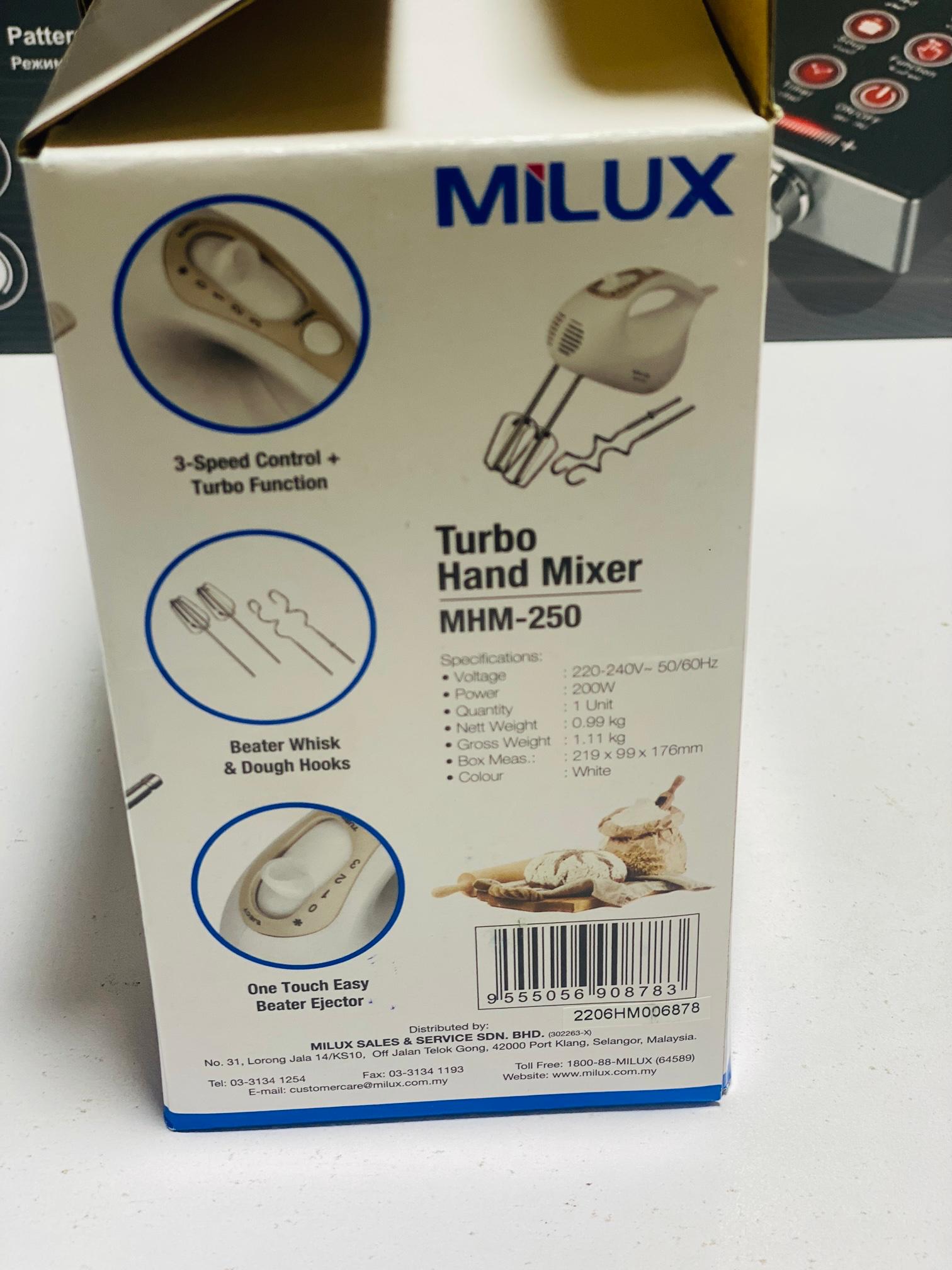 MILUX Brand Turbo Hand Mixer 200 watt | Coffee Beater | MHM-250