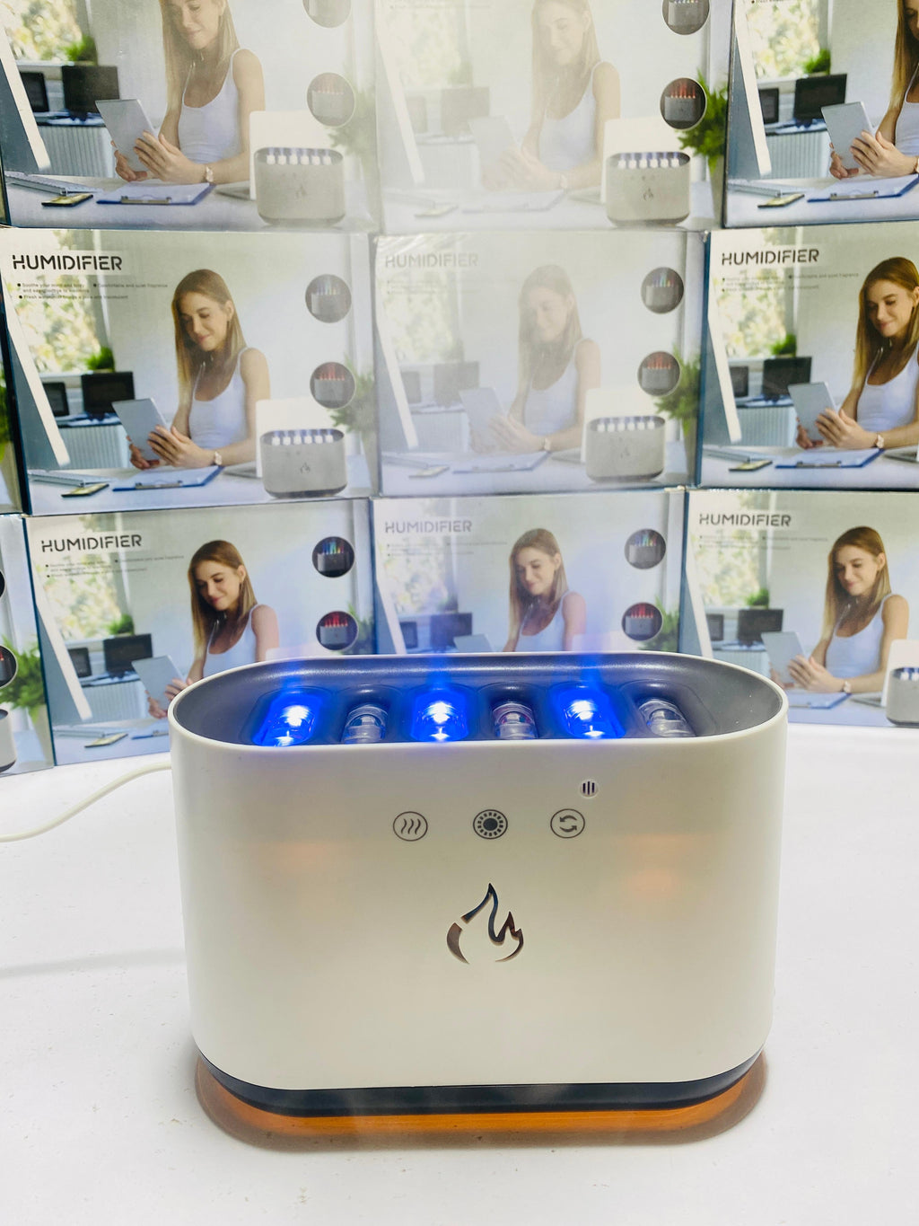 6 Nozzle Water Fogger, Dynamic Music Flame Air Humidifier ...