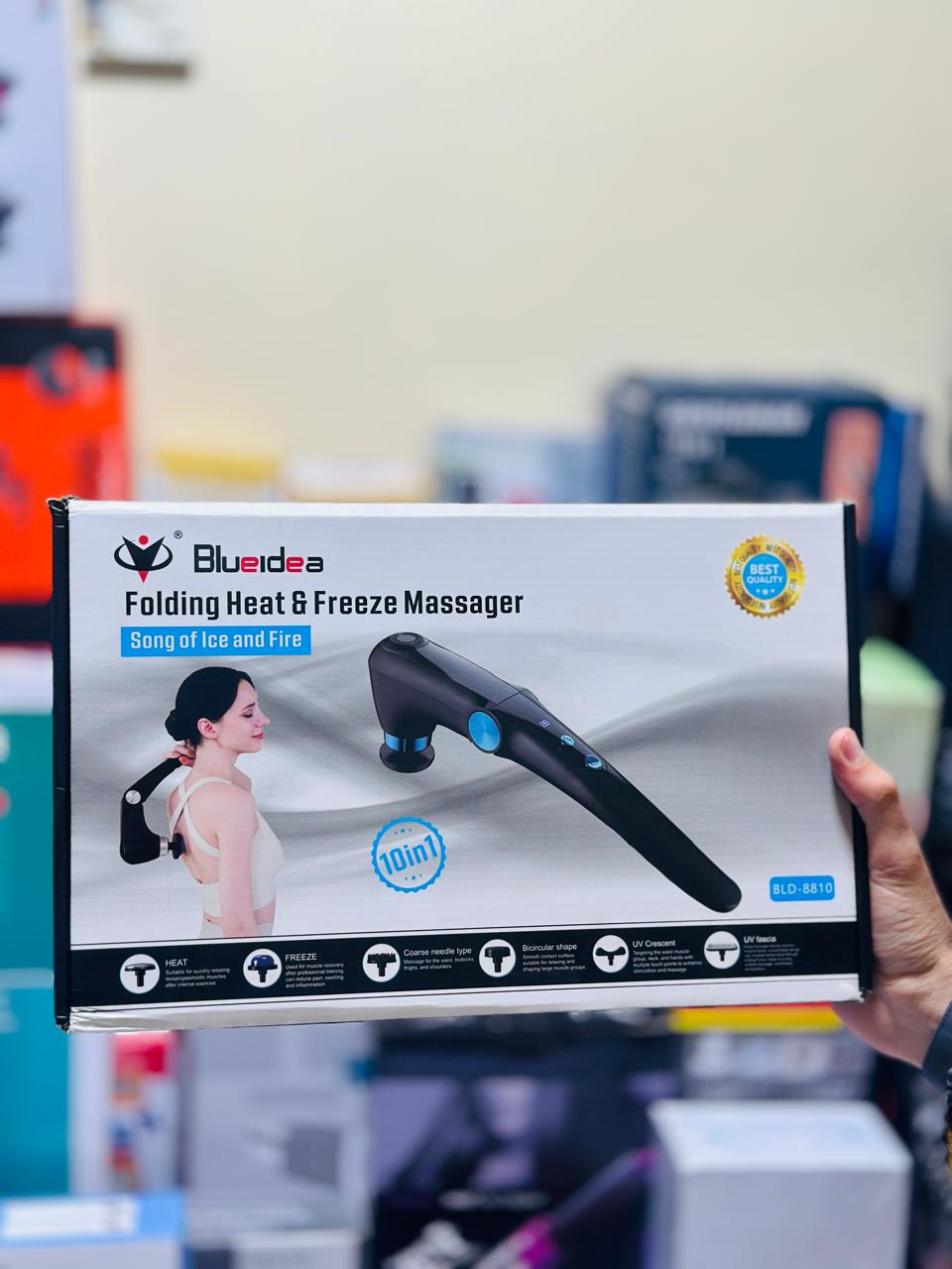 Blueidea USB Rechargeable Folding Fascia Gun – 10-in-1 Massager