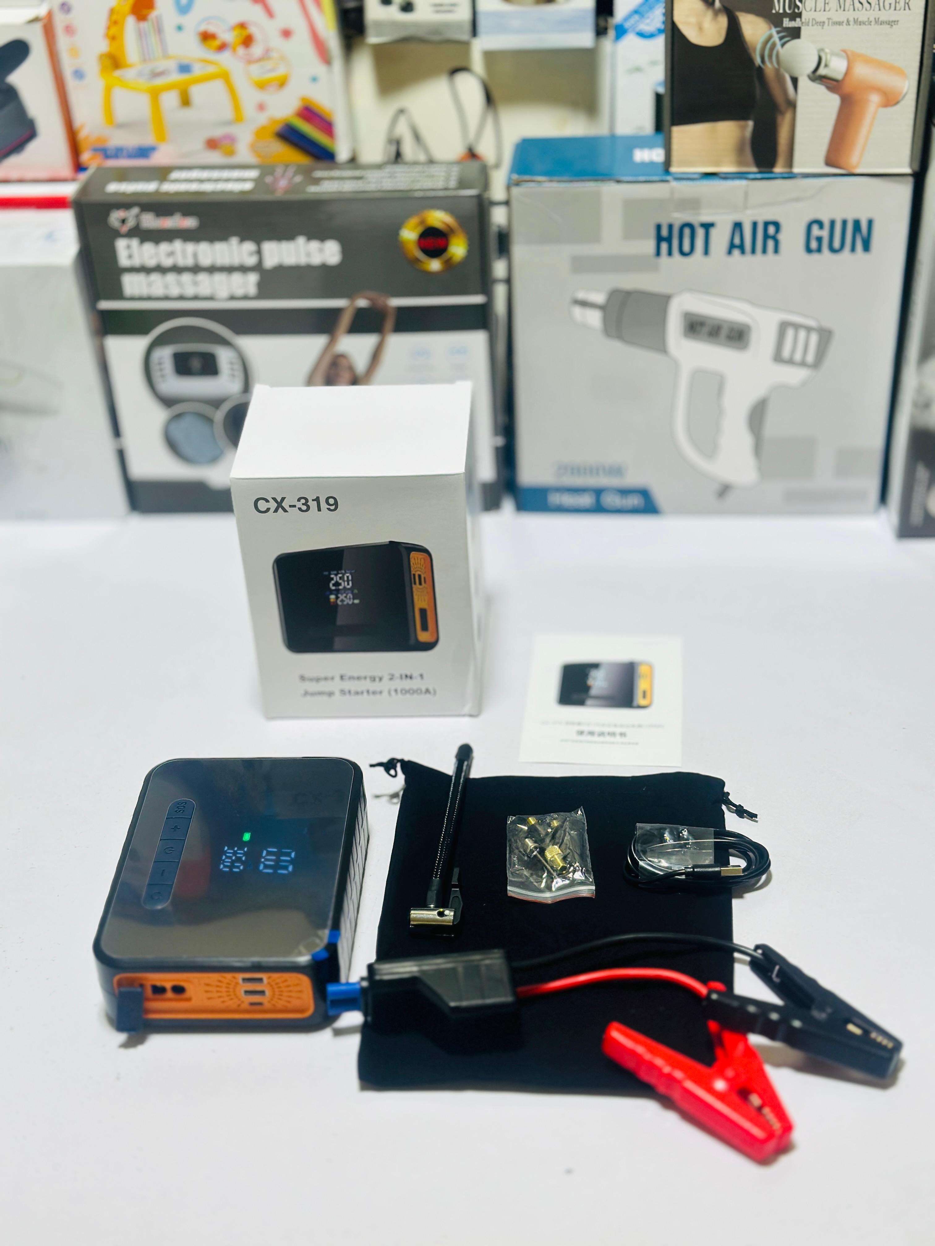 CX‑319 12 V 8000 mAh Portable Car Jump Starter Power Bank USB Air Pump & Flashlight