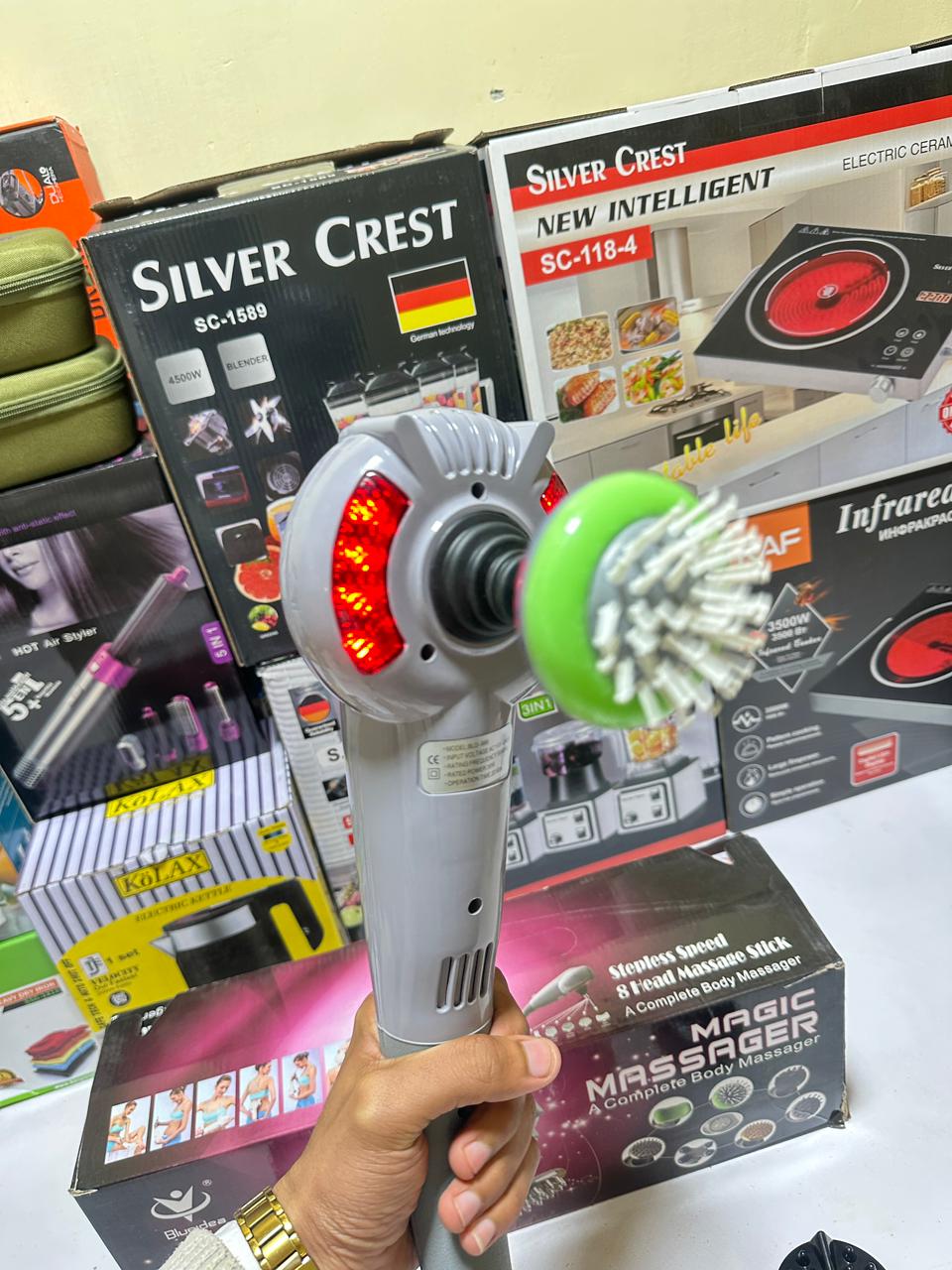 BlueIdea 8 in 1 Massager | Infrared Mode | Heating Mode | 8 Replaceable Heads