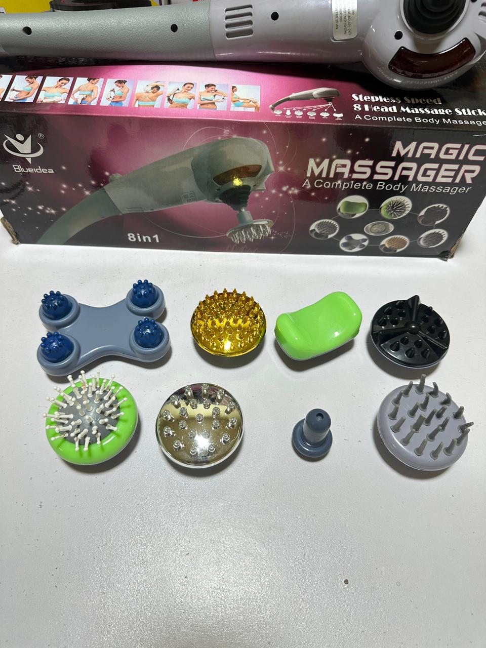 BlueIdea 8 in 1 Massager | Infrared Mode | Heating Mode | 8 Replaceable Heads
