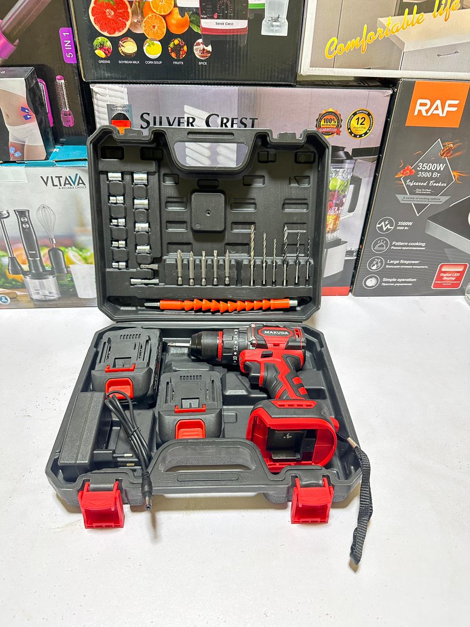 MAKUDA  Lithium Cordless Drill & Screwdriver 21V - Double Battery - Two Speed Brush less Motor