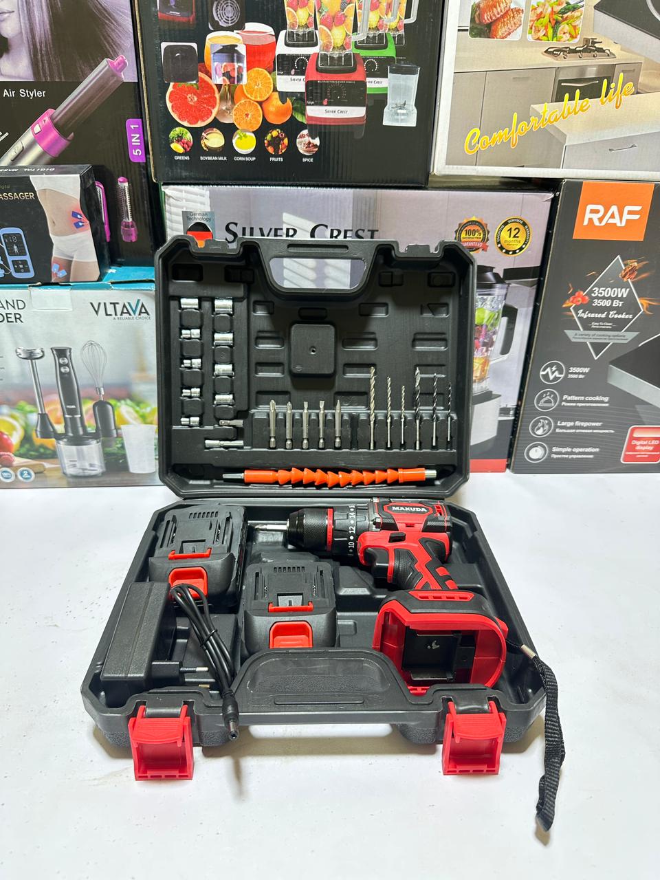 MAKUDA  Lithium Cordless Drill & Screwdriver 21V - Double Battery - Two Speed Brush less Motor