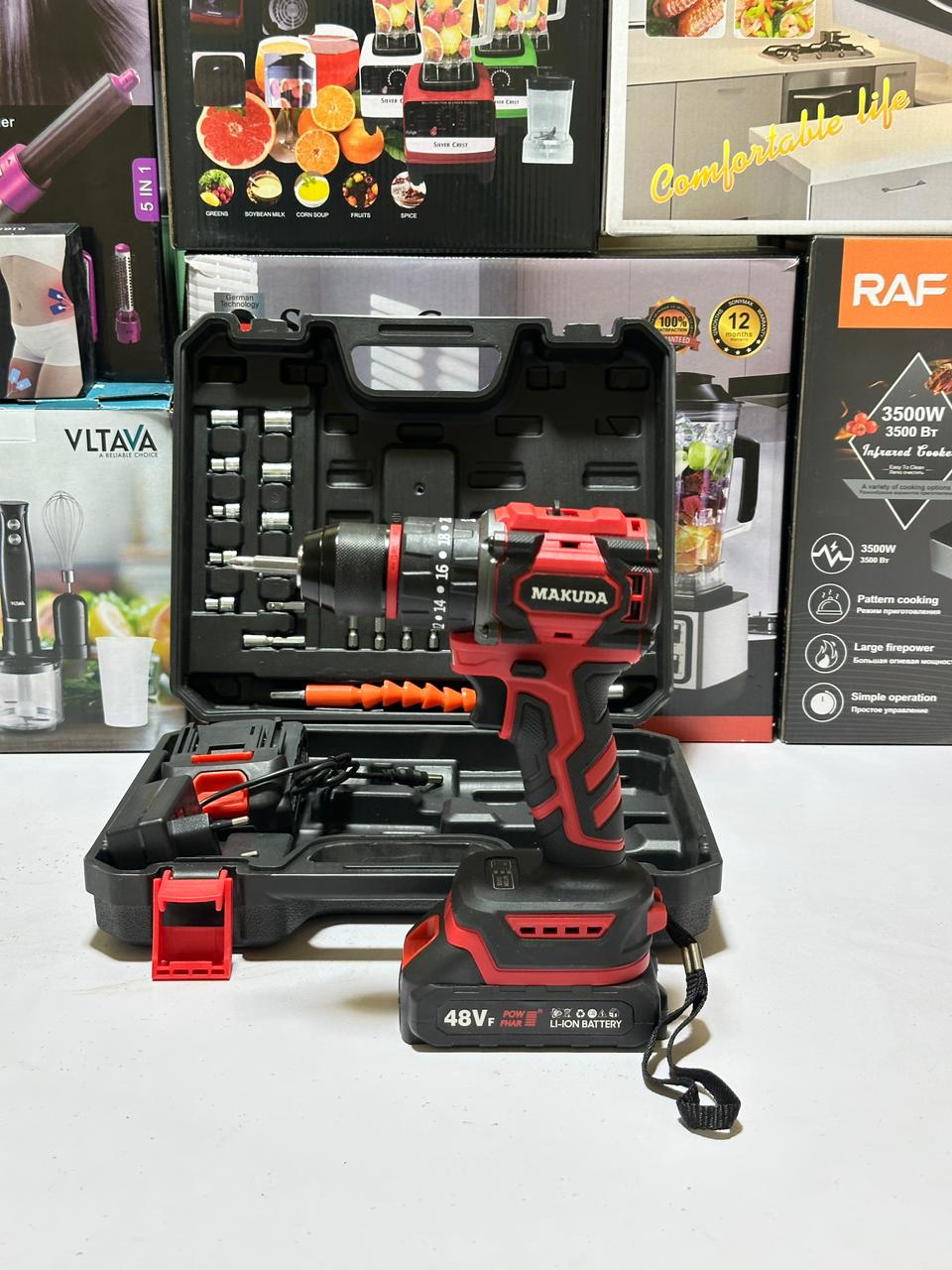 MAKUDA  Lithium Cordless Drill & Screwdriver 21V - Double Battery - Two Speed Brush less Motor