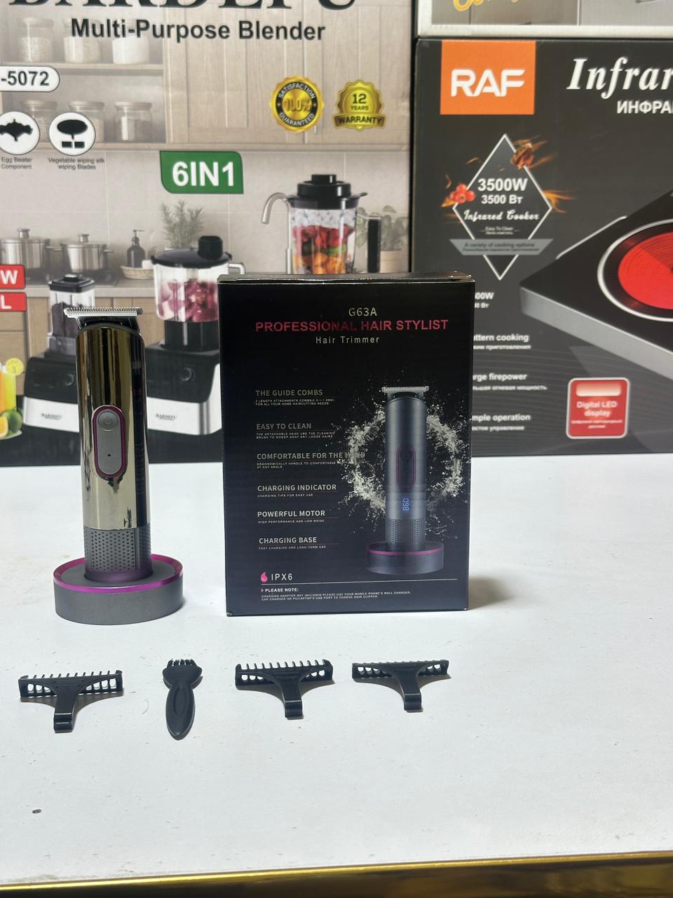 G63 Trimmer | UK Lott | Imported Hair Clipper | 3 Guided Combs | Charger Dock