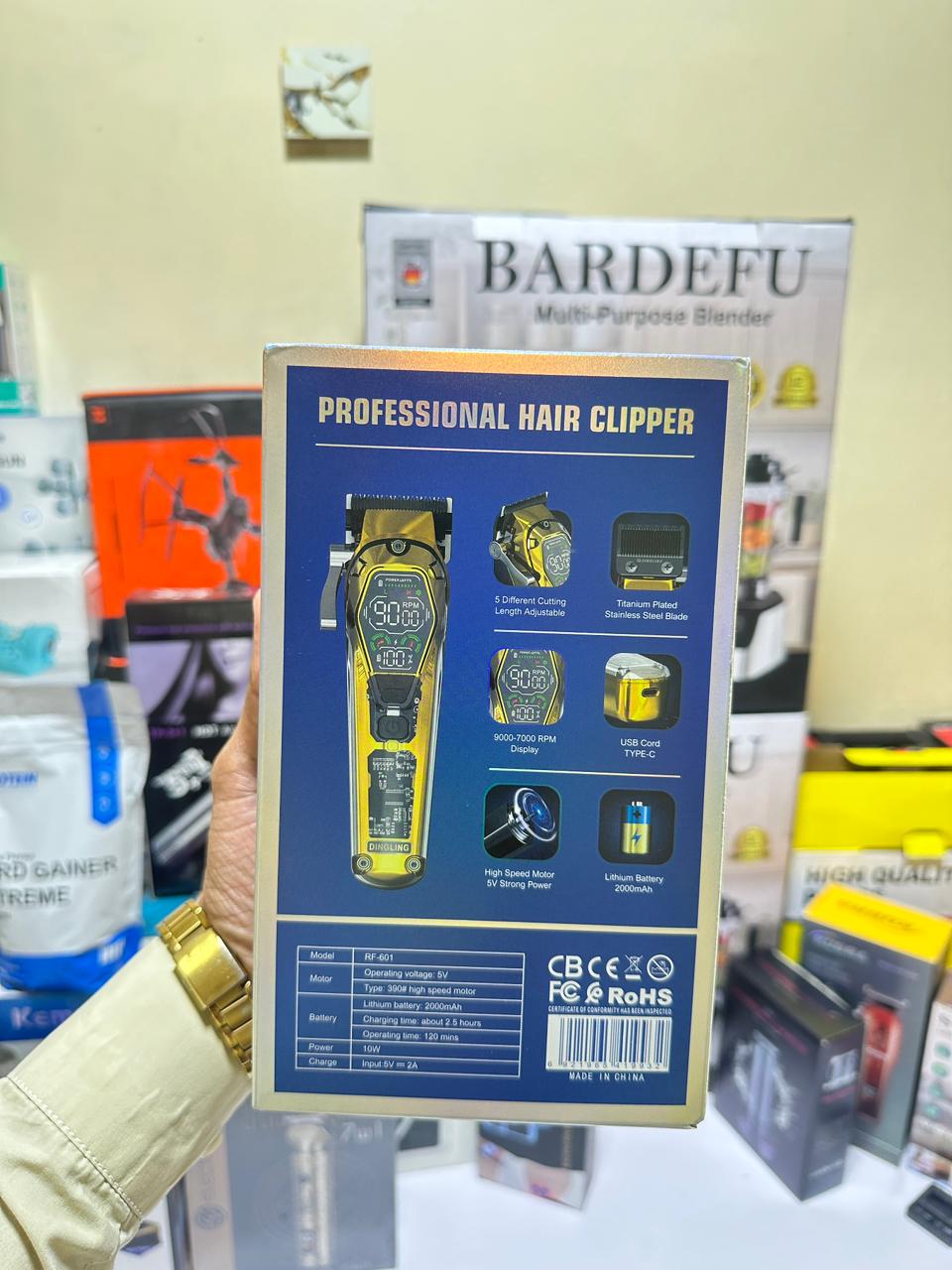 DINGLING RF-601 2000mAh High Quality Li-battery Professional Hair Clipper Stainless Steal Blades Led Digital Display Hair Trimmer