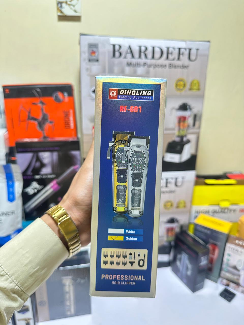 DINGLING RF-601 2000mAh High Quality Li-battery Professional Hair Clipper Stainless Steal Blades Led Digital Display Hair Trimmer