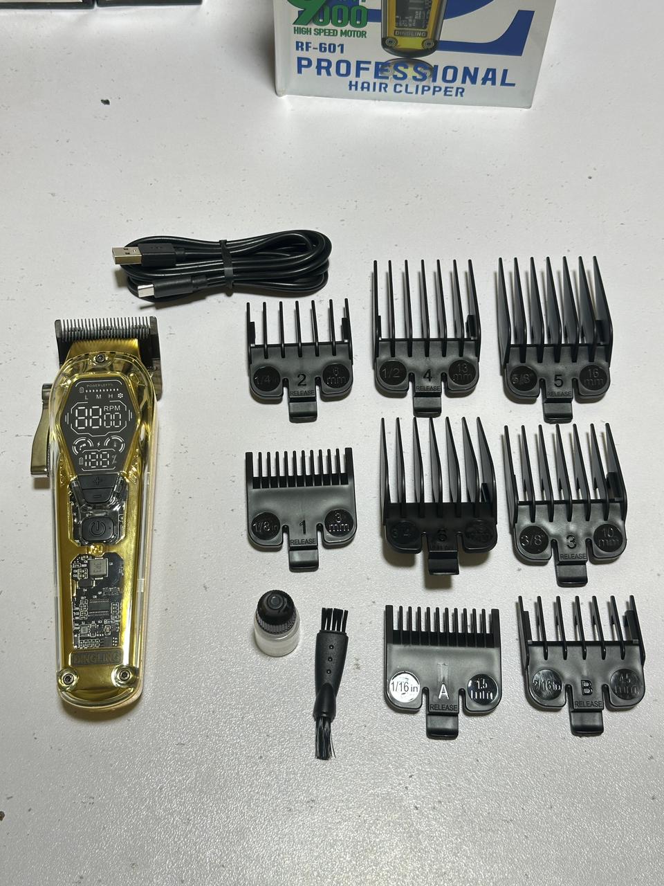 DINGLING RF-601 2000mAh High Quality Li-battery Professional Hair Clipper Stainless Steal Blades Led Digital Display Hair Trimmer