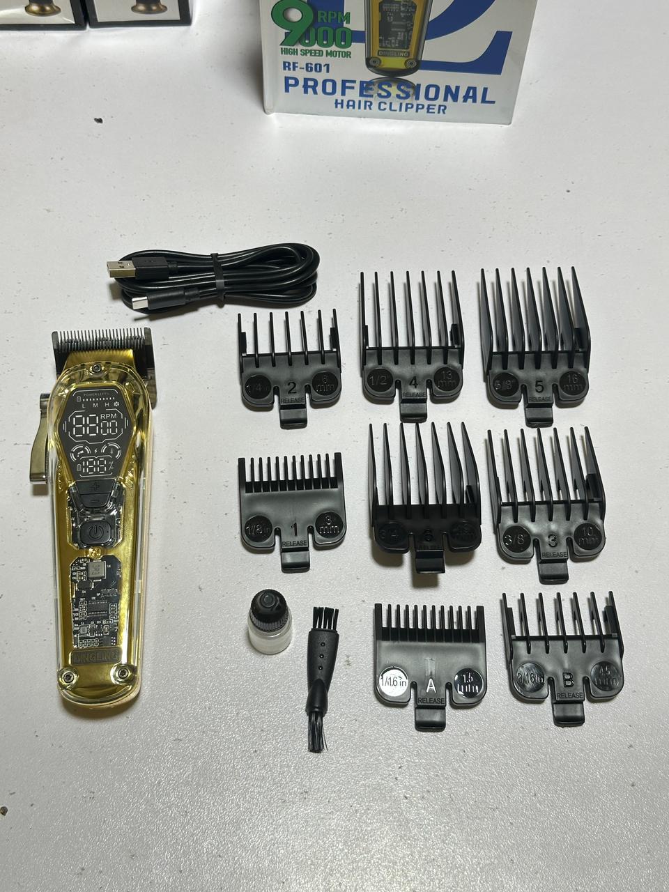 DINGLING RF-601 2000mAh High Quality Li-battery Professional Hair Clipper Stainless Steal Blades Led Digital Display Hair Trimmer