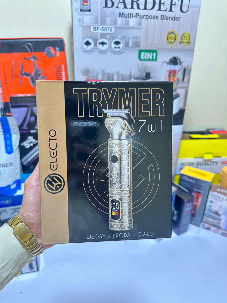 Trymer 7‑in‑1 Professional Grooming Kit – Stainless Steel, LED Display, 90 min Runtime, Travel Lock