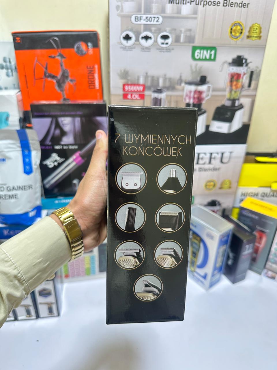 Trymer 7‑in‑1 Professional Grooming Kit – Stainless Steel, LED Display, 90 min Runtime, Travel Lock