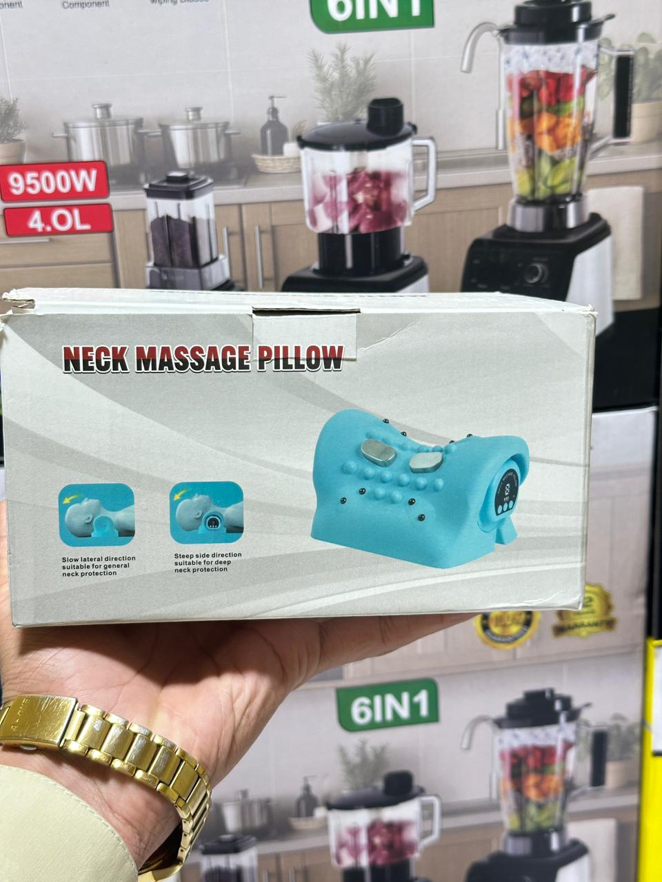 Neck Massager Pillow with Heat and Vibration, Relaxation Pillow, Wireless Neck Massager with 3 Modes, 6 Adjustable Frequencies