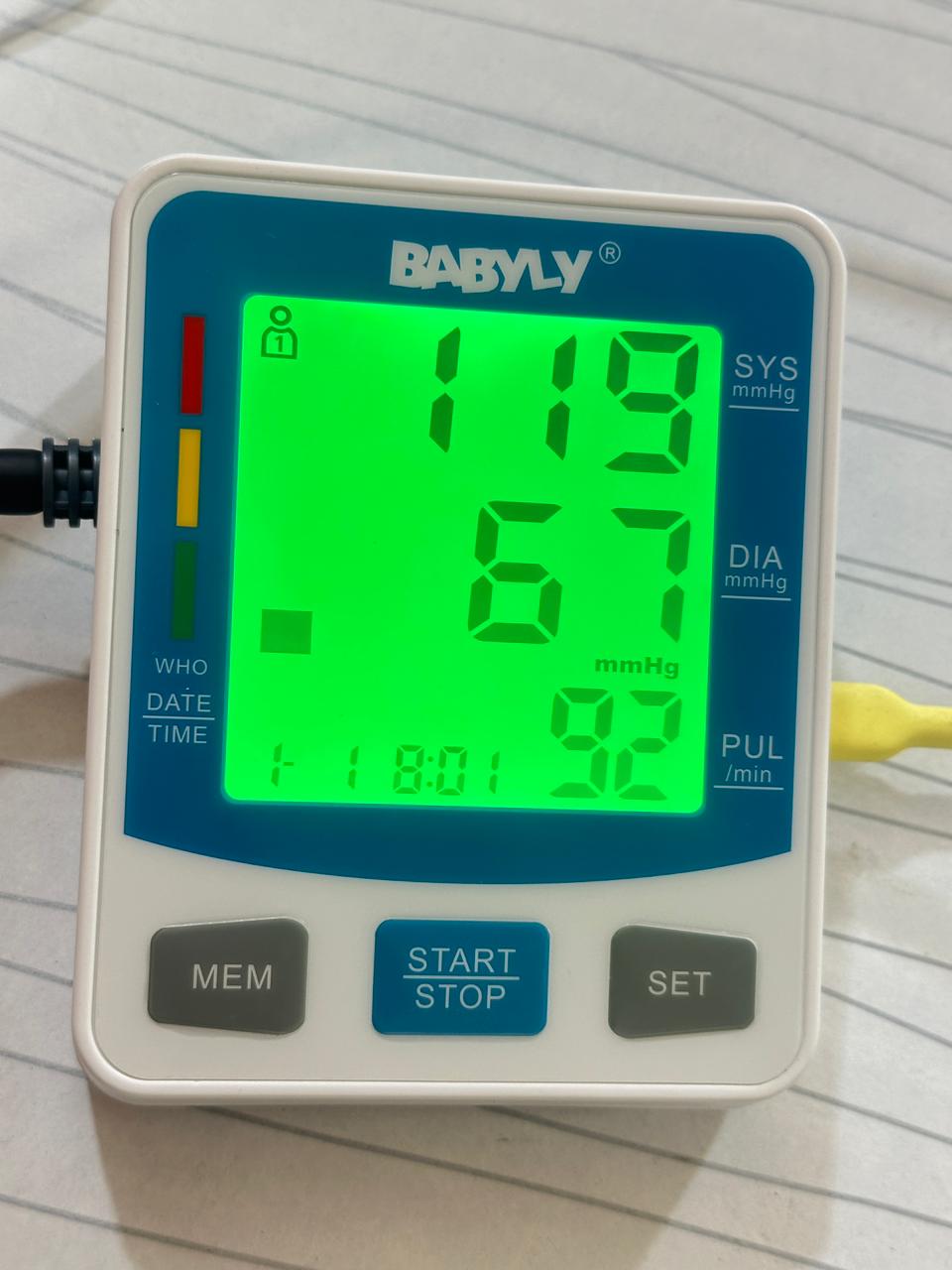 BABYLY WHO Approved BP monitor | Blood Pressure Machine| Cells operated - Plug & Play