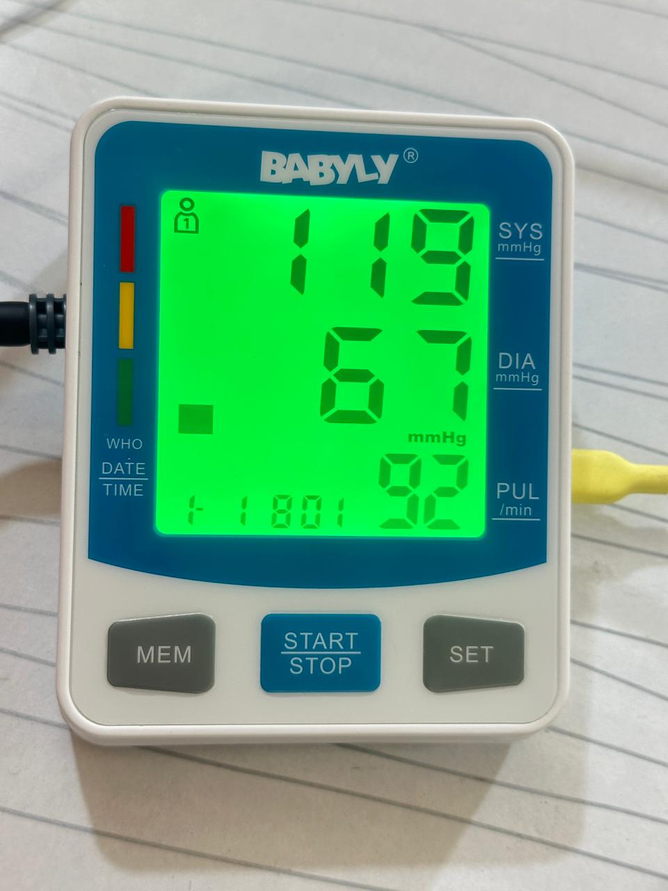 BABYLY WHO Approved BP monitor | Blood Pressure Machine| Cells operated - Plug & Play