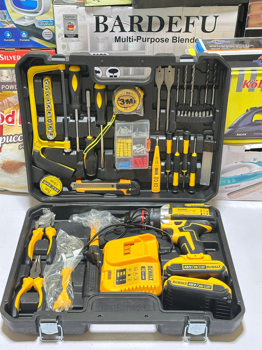 Origianl Dewalt 117 pcs Drill Machine kit | Rechargeable | 2 Batteries | 48V