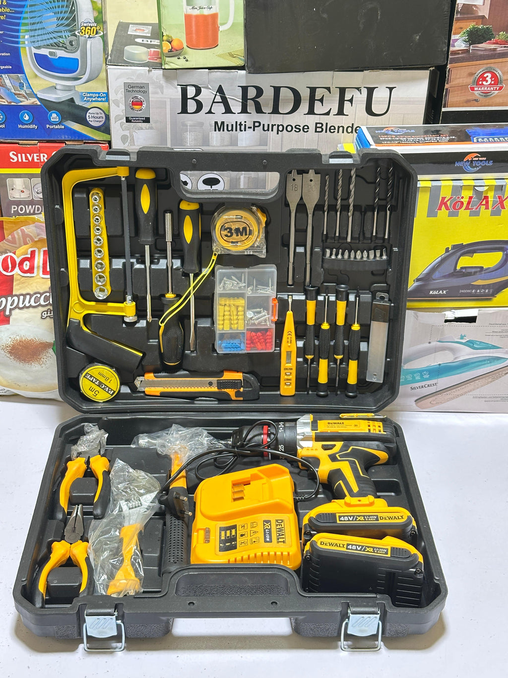 Origianl Dewalt 117 pcs Drill Machine kit | Rechargeable | 2 Batteries | 48V