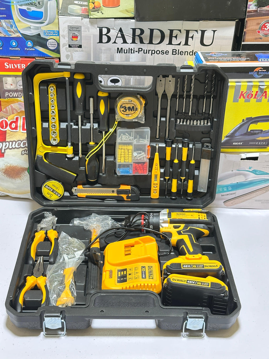 Origianl Dewalt 117 pcs Drill Machine kit | Rechargeable | 2 Batteries | 48V
