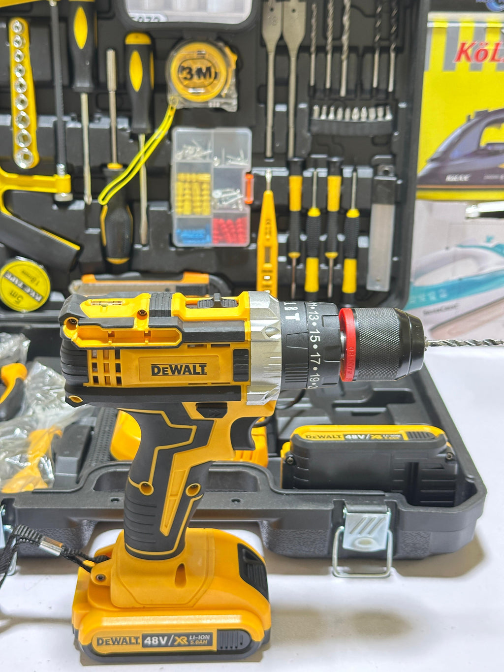 Origianl Dewalt 117 pcs Drill Machine kit | Rechargeable | 2 Batteries | 48V