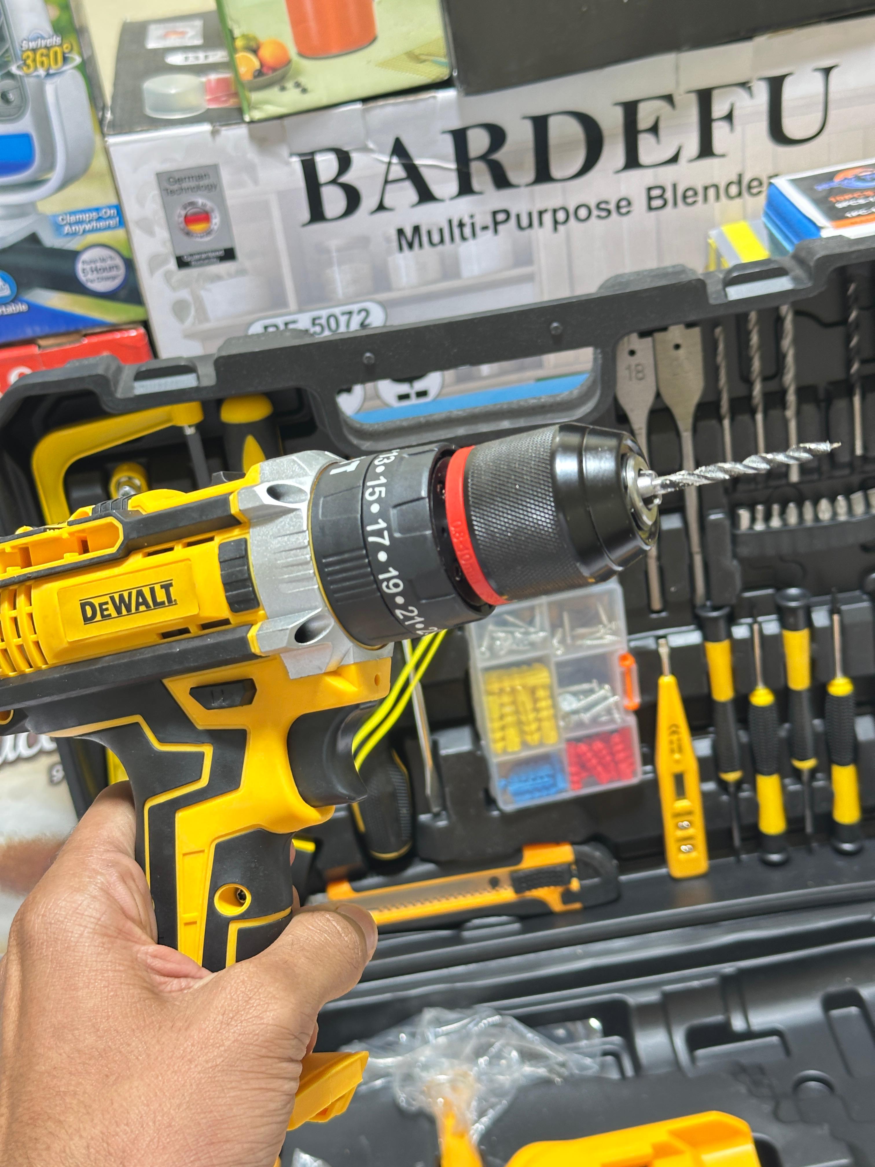Origianl Dewalt 117 pcs Drill Machine kit | Rechargeable | 2 Batteries | 48V