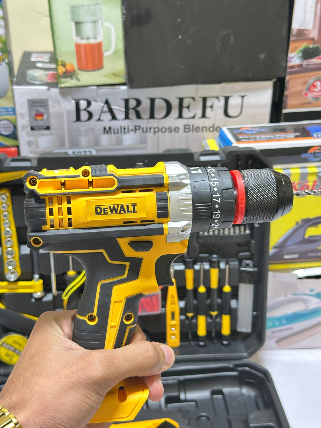 Origianl Dewalt 117 pcs Drill Machine kit | Rechargeable | 2 Batteries | 48V
