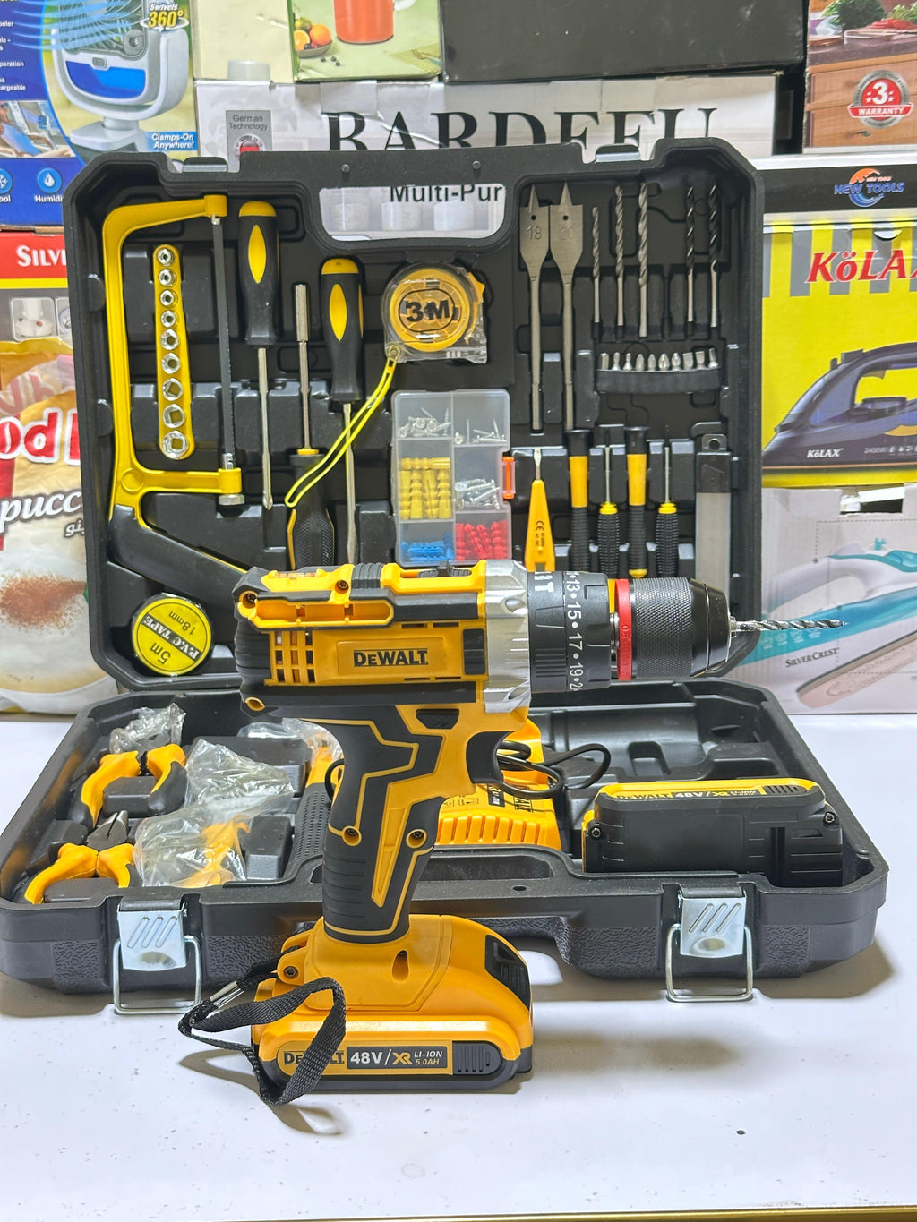 Origianl Dewalt 117 pcs Drill Machine kit | Rechargeable | 2 Batteries | 48V