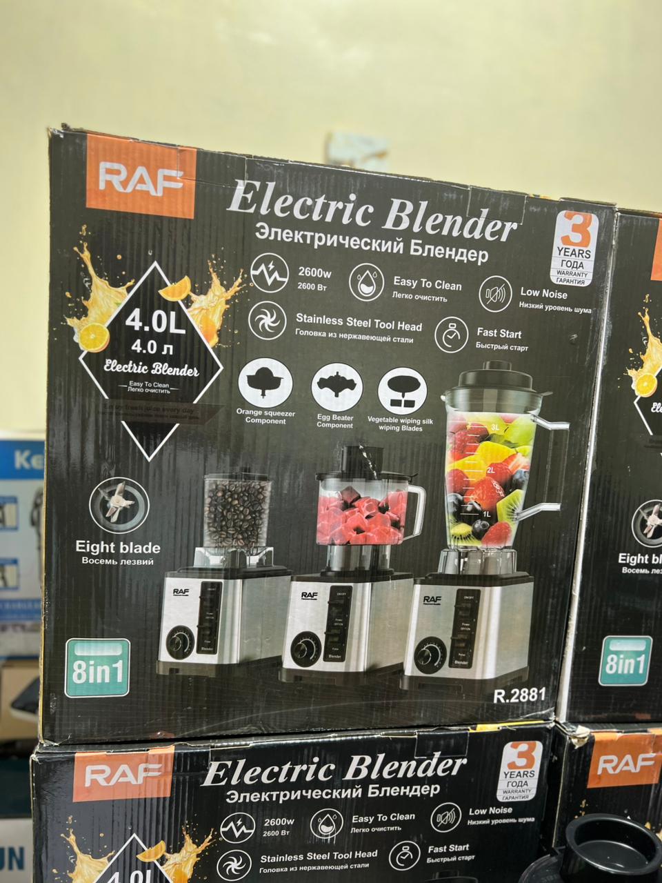 Food Processor – RAF Multi-Purpose Blender R.2877 – Powerful Kitchen Blender & Grinder – Heavy Duty Motor, Stainless Steel Blades,